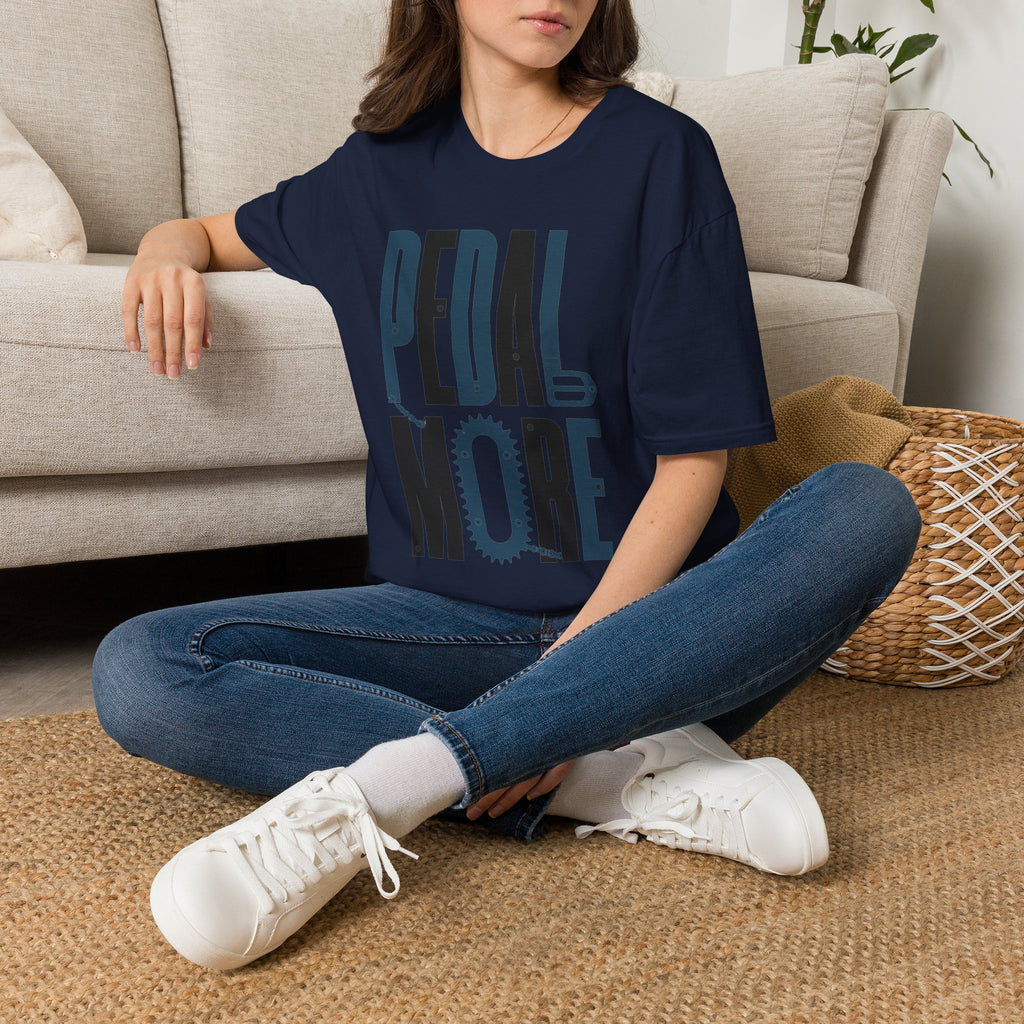 Pedal More T‑Shirt — Cycling Graphic Tee with Bike Pedal & Gear Design