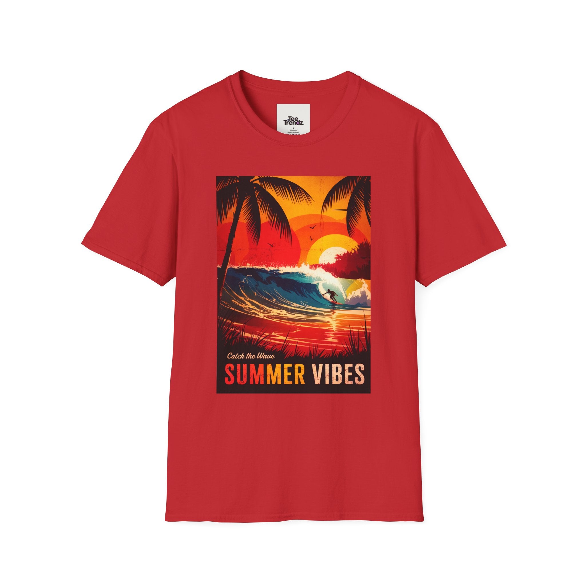 Summer Vibes Surf T-Shirt — Retro Sunset Palm Beach Tee
