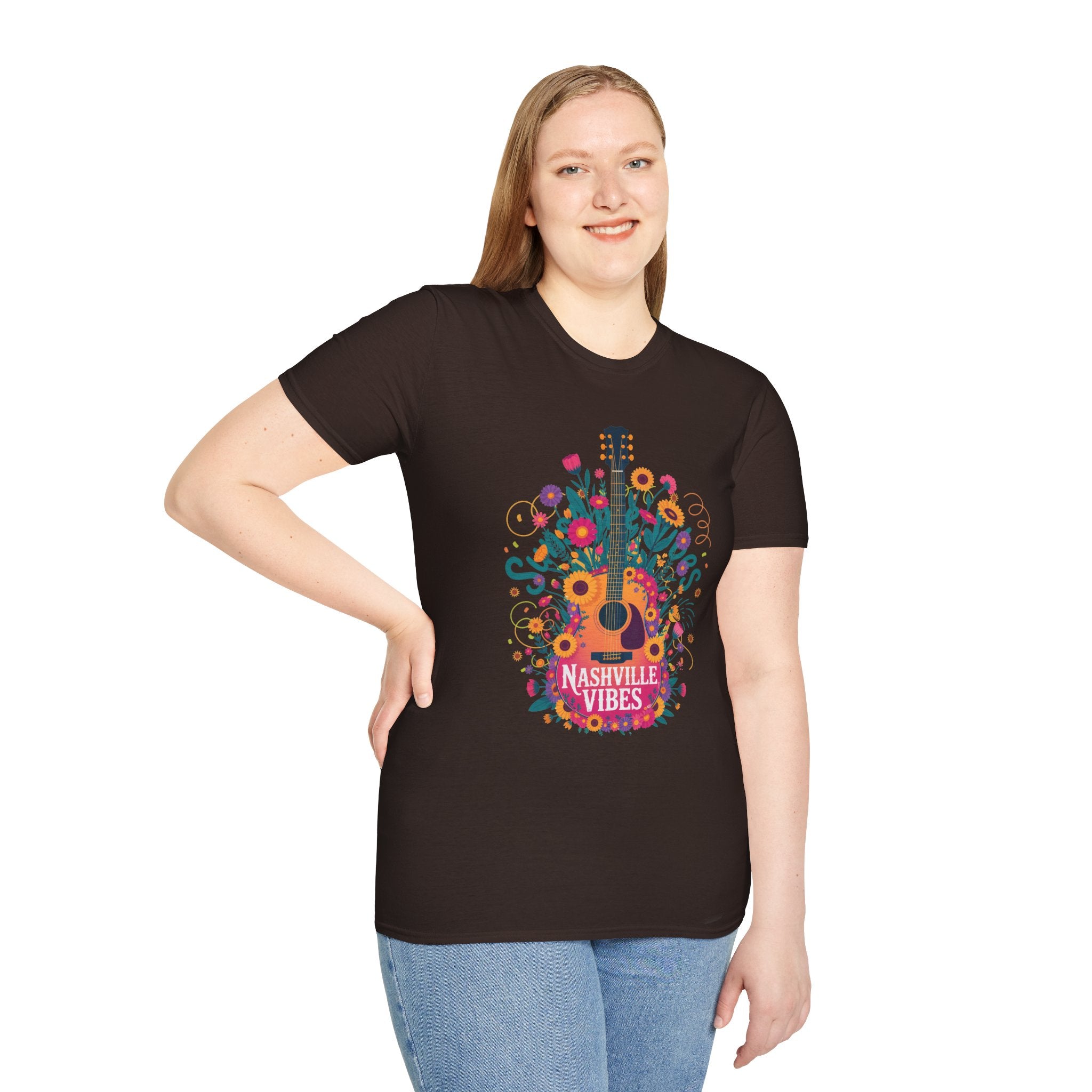 Nashville Vibes Guitar T-Shirt – Floral Music Festival Tee