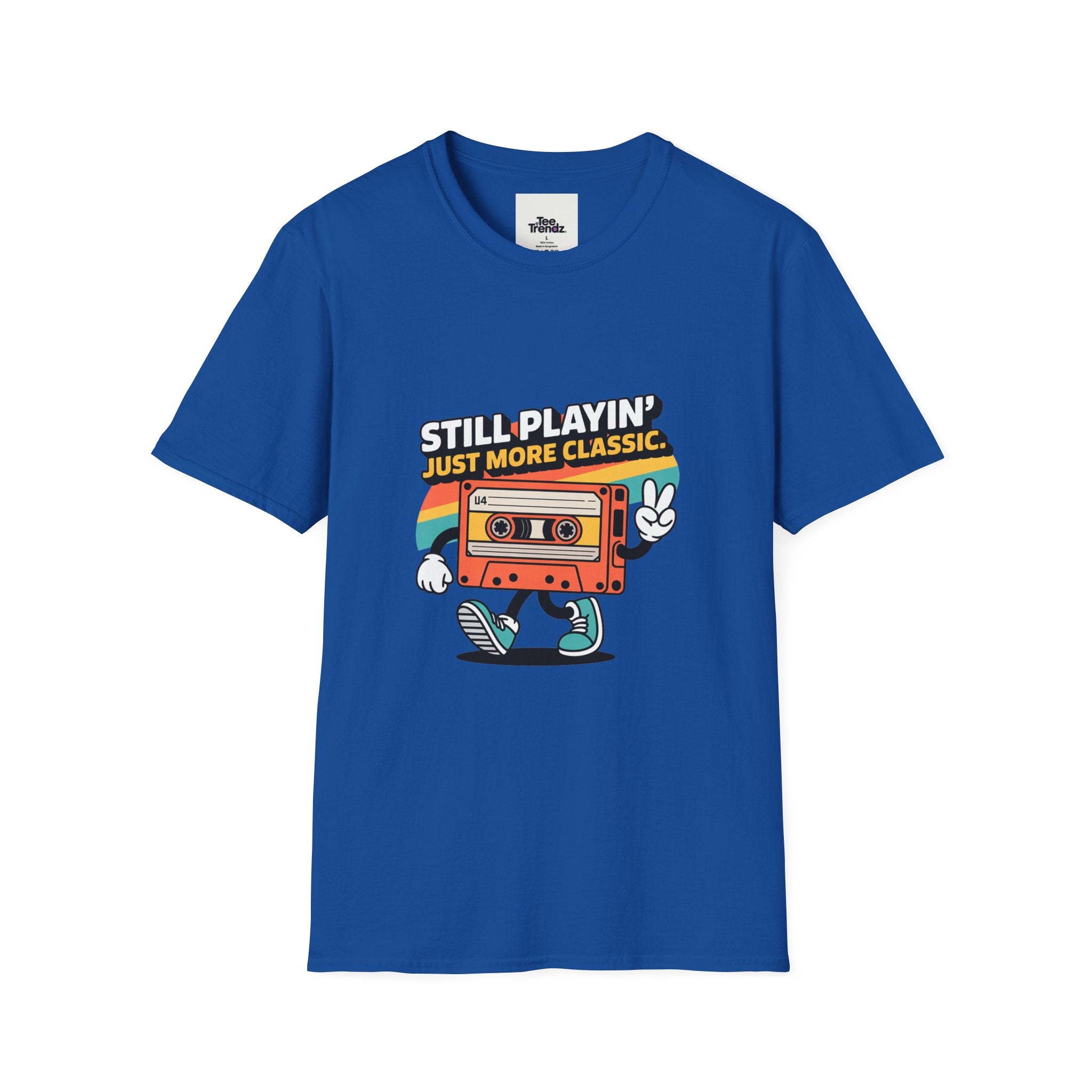 Retro Cassette Tee — "Still Playin' Just More Classic" Vintage Tape Shirt