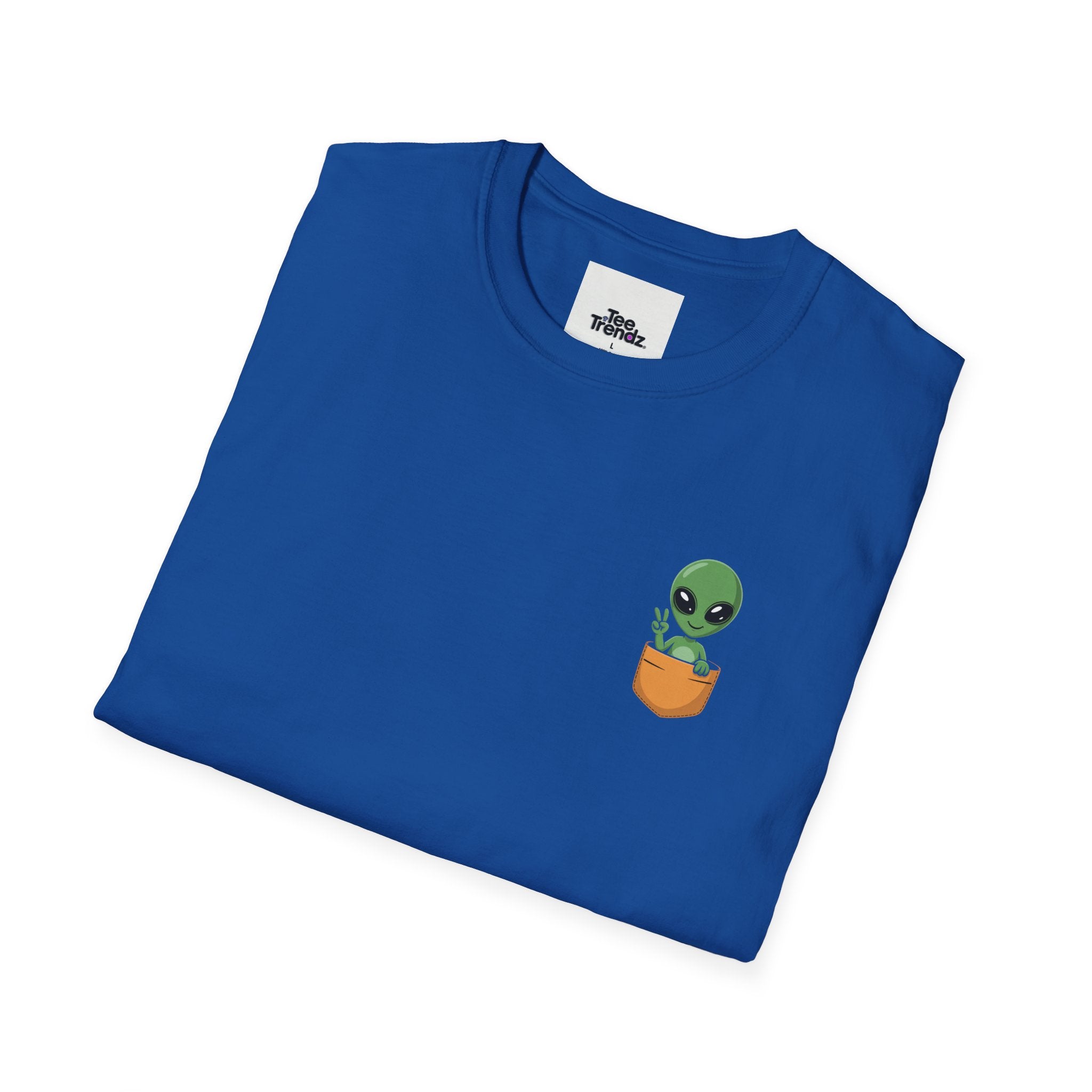 Alien Pocket T-Shirt — Cute Green Alien in Pocket Graphic Tee