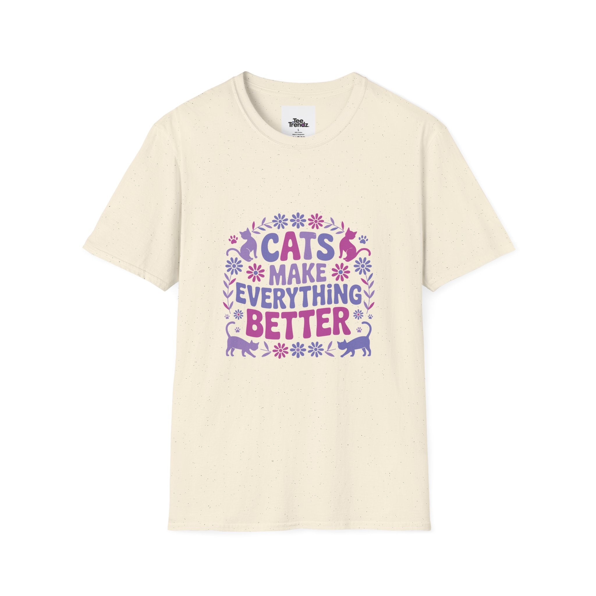 Cats Make Everything Better T-Shirt — Cute Purple Cat Lover Tee