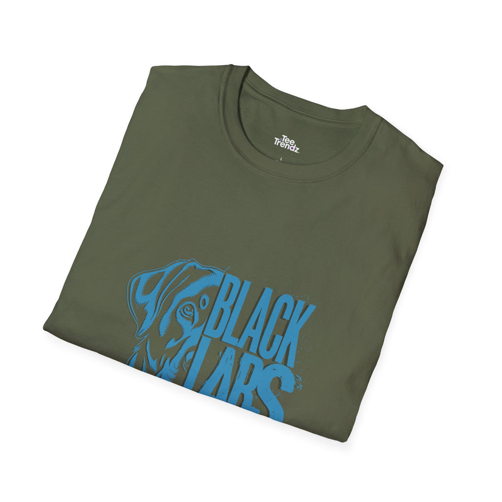 Black Labs Matter T‑Shirt — Blue Graphic Labrador Rescue Tee