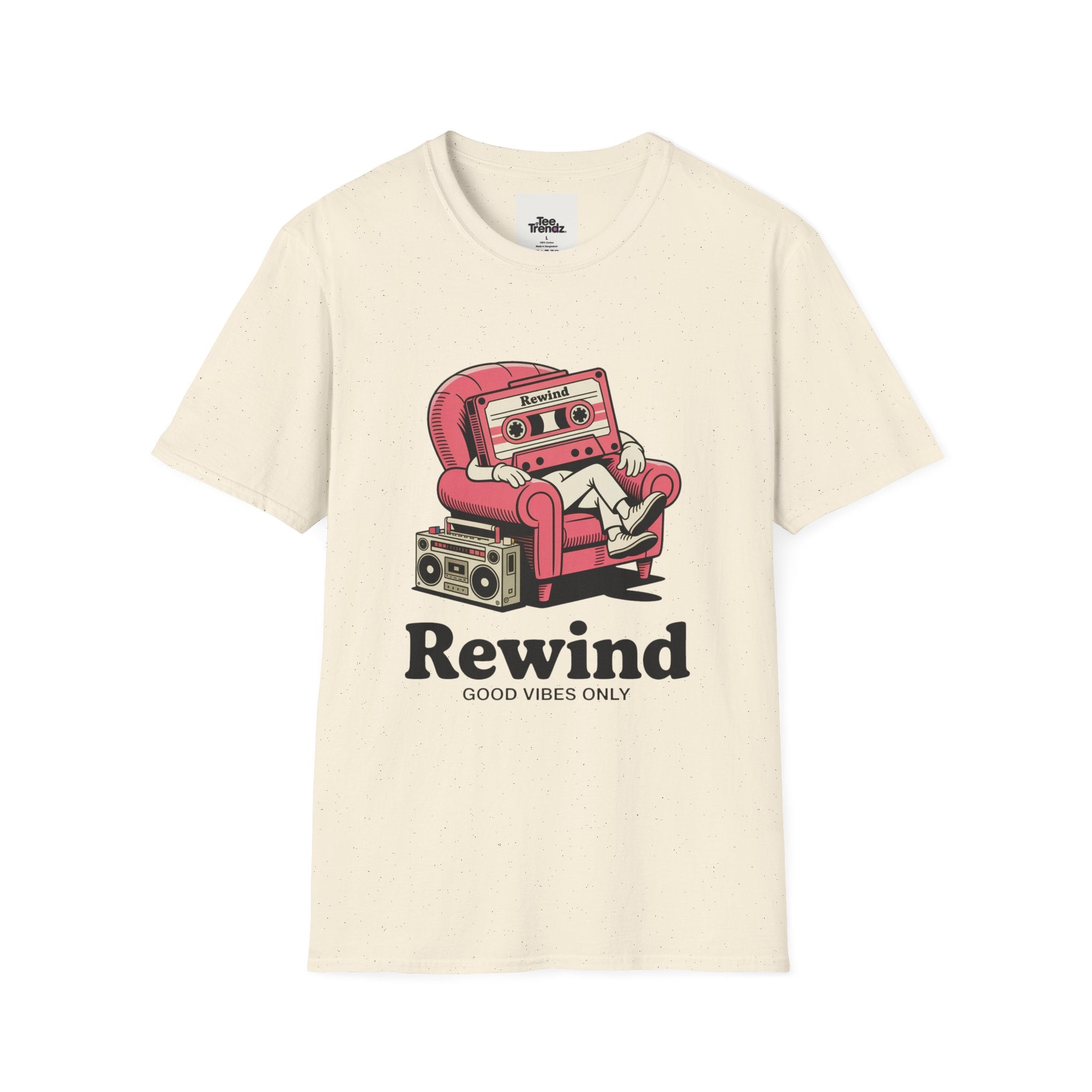T-Shirt — "Rewind: Good Vibes Only" Retro Cassette Graphic Tee