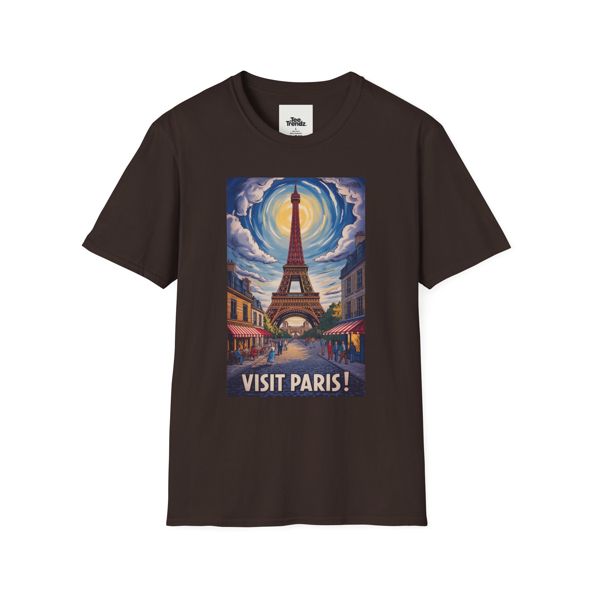 Visit Paris T-Shirt - Vintage Eiffel Tower Travel Poster Tee