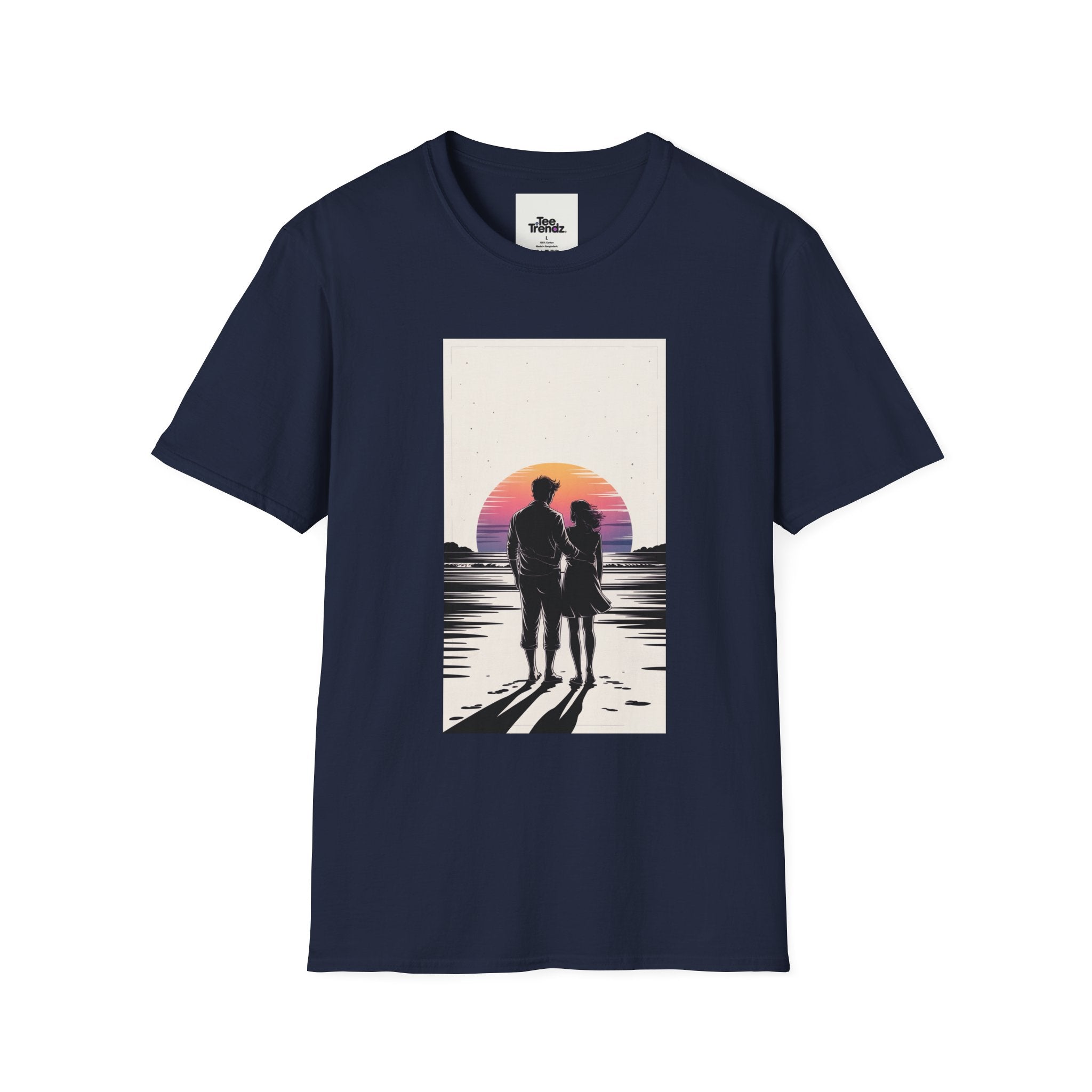 Couple Silhouette Beach T-Shirt — Sunset Romantic Graphic Tee