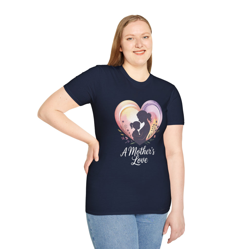 Mother's Love T-Shirt — Silhouette Heart Mom & Child Graphic (Mother's Day Gift)