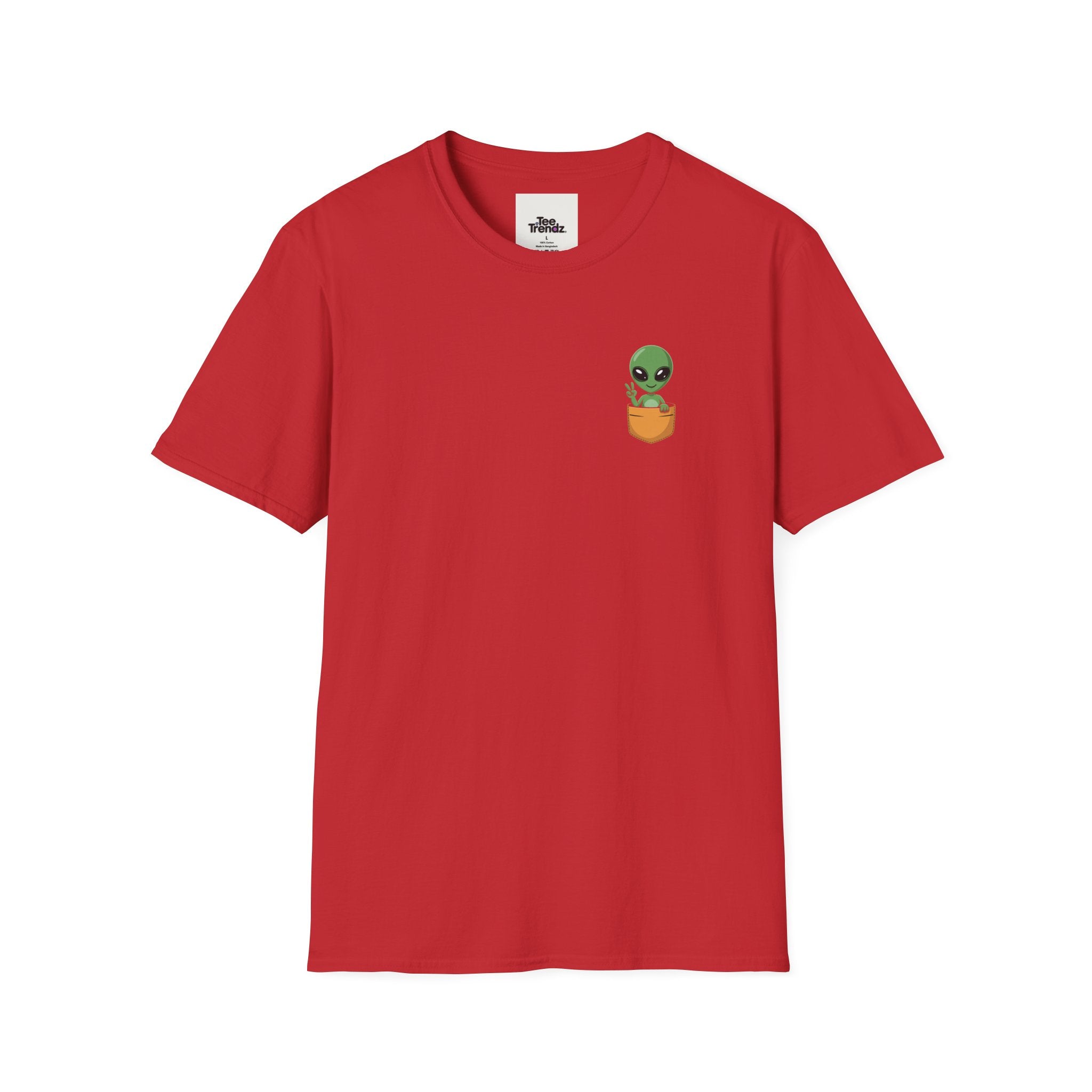 Alien Pocket T-Shirt — Cute Green Alien in Pocket Graphic Tee