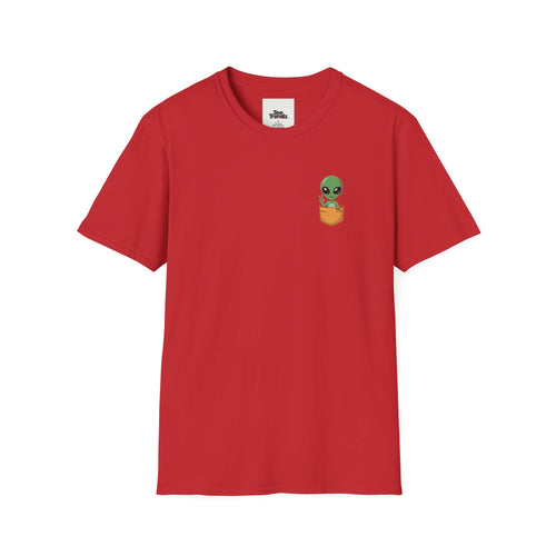 Alien Pocket T-Shirt — Cute Green Alien in Pocket Graphic Tee