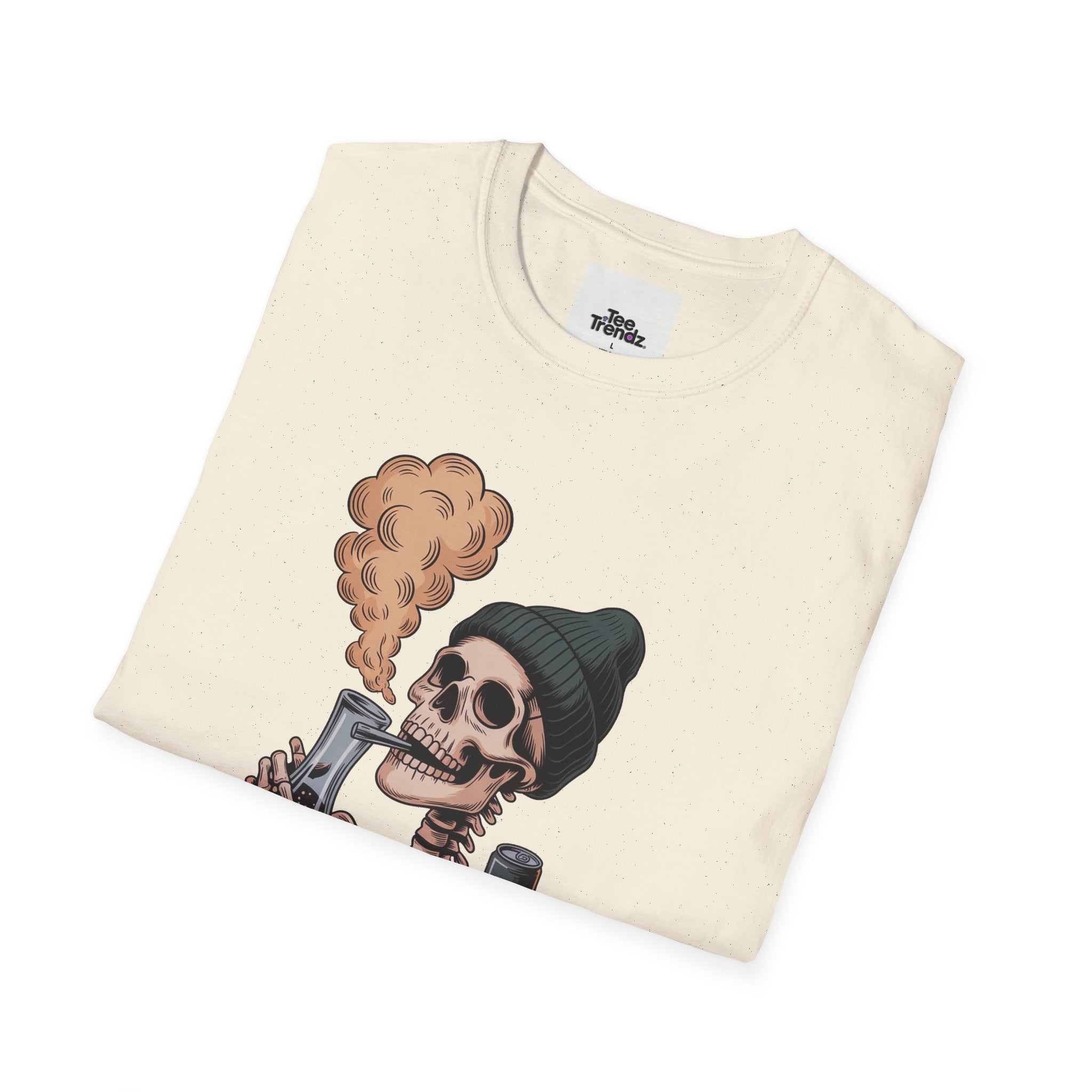 Skull Smoker T‑Shirt — "The Drunker" Vintage Skeleton Graphic Tee
