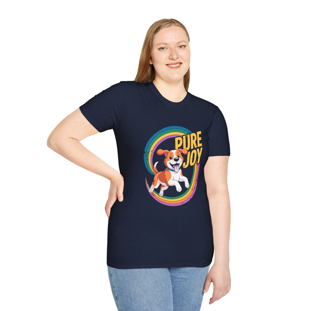 Pure Joy Dog T-Shirt – Playful Beagle Graphic Tee with Rainbow