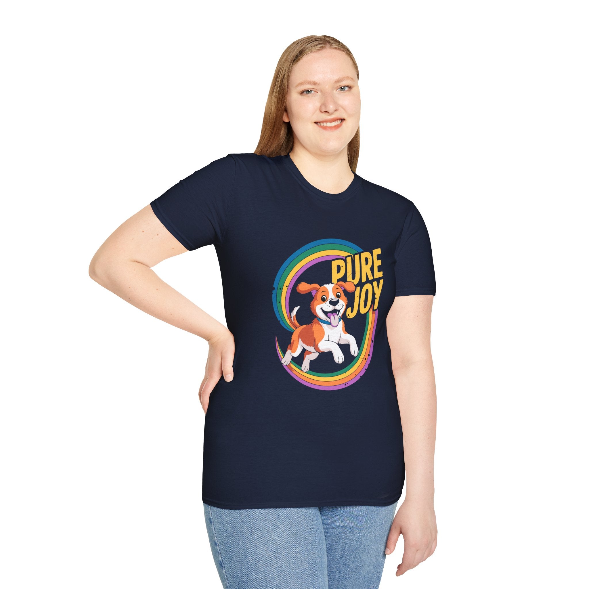 Pure Joy Dog T-Shirt – Playful Beagle Graphic Tee with Rainbow