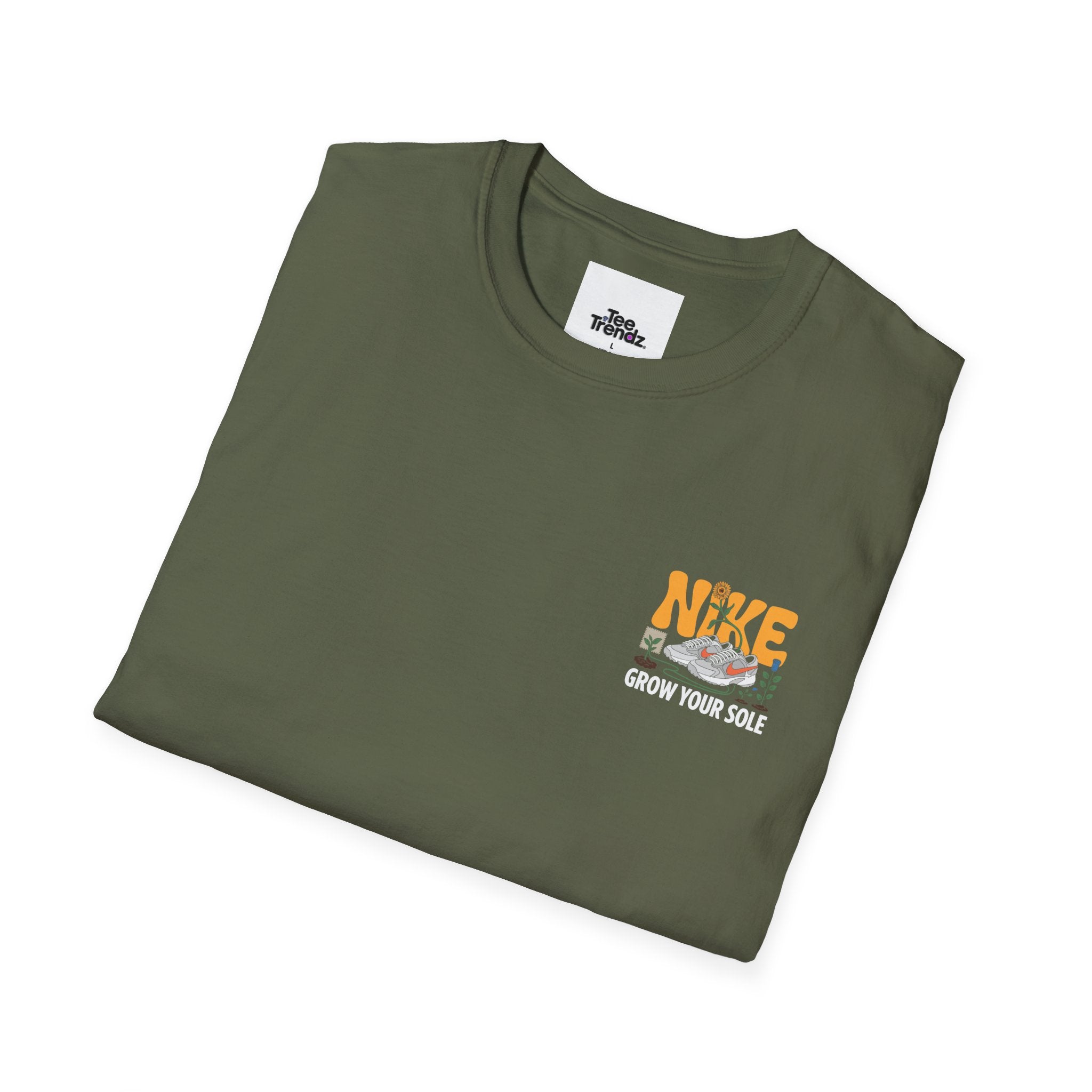 Graphic T‑Shirt — "Grow Your Sole" Retro Sneaker Pocket Design