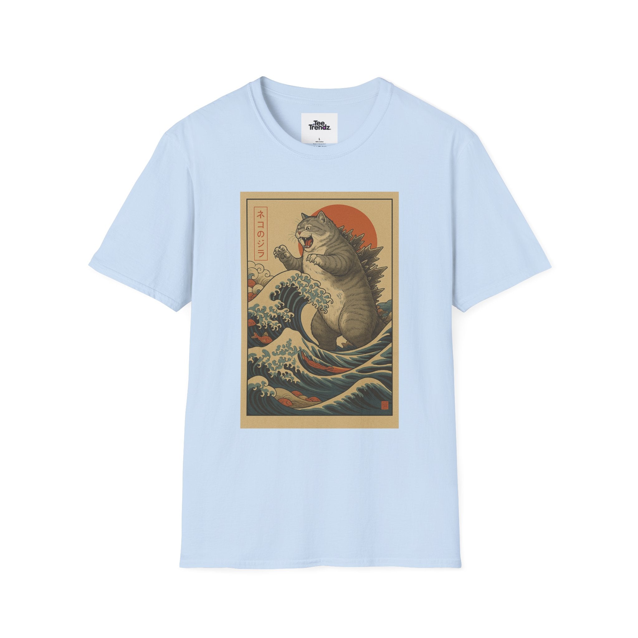 Katana Wave Cat T-Shirt — Vintage Japanese Wave Art Tee
