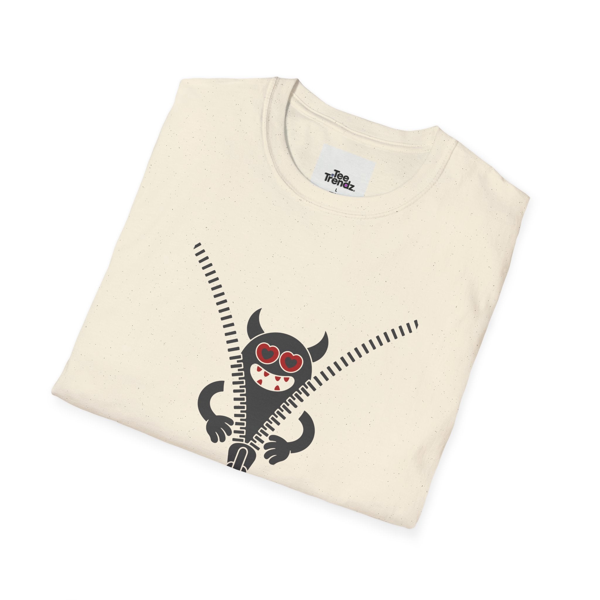 T-Shirt — Playful Monster Zipper Graphic Tee