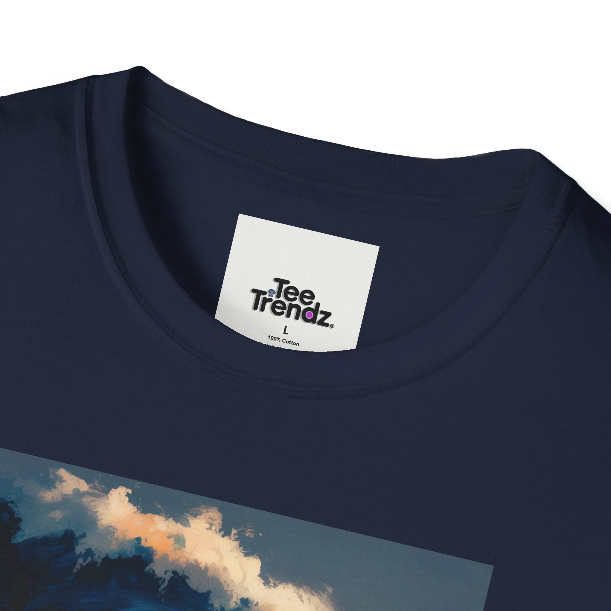 T-Shirt - Retro Beach Surf Scene with Giant Wave and Relaxing Skeleton (Vintage Coastal Vibe)