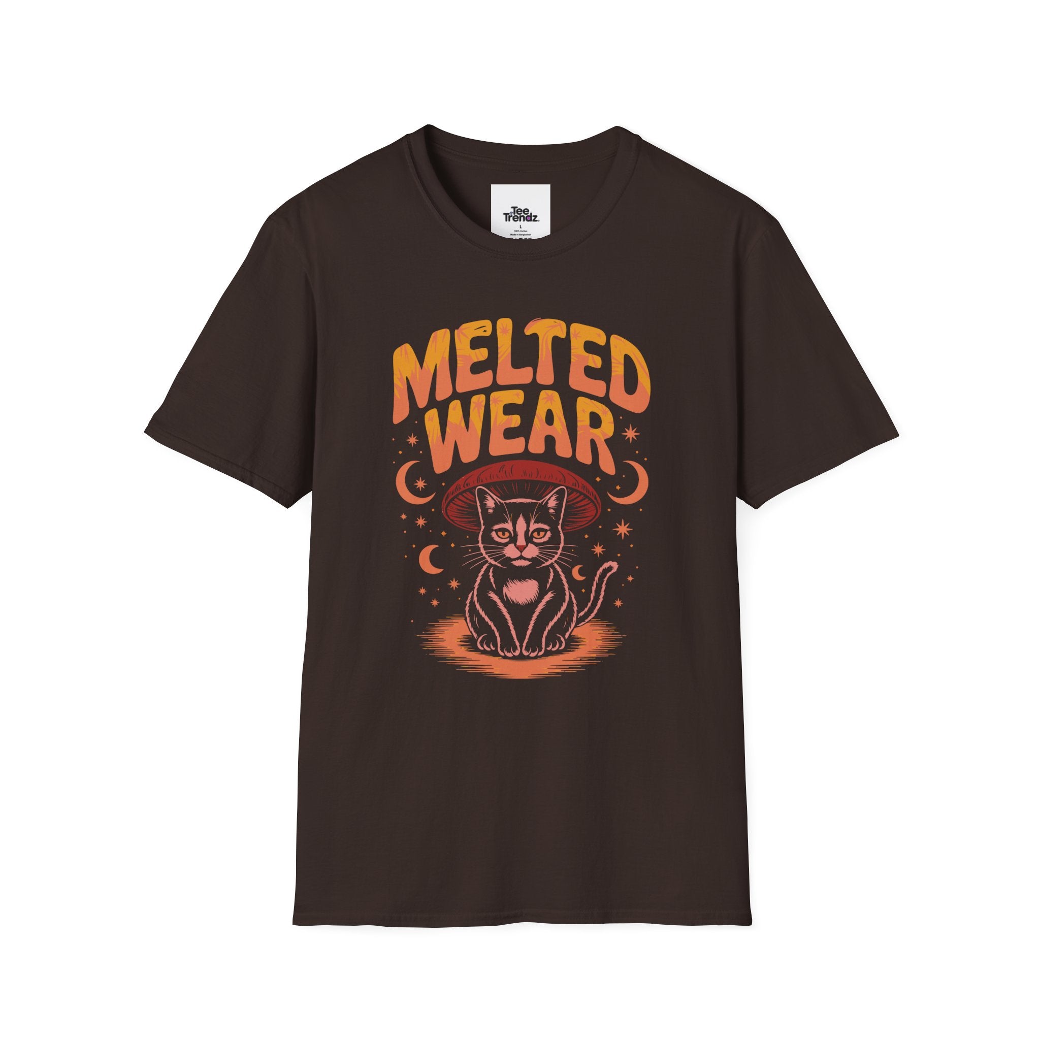 Cat Graphic T-Shirt — "Melted Wear" Retro Moonlit Design