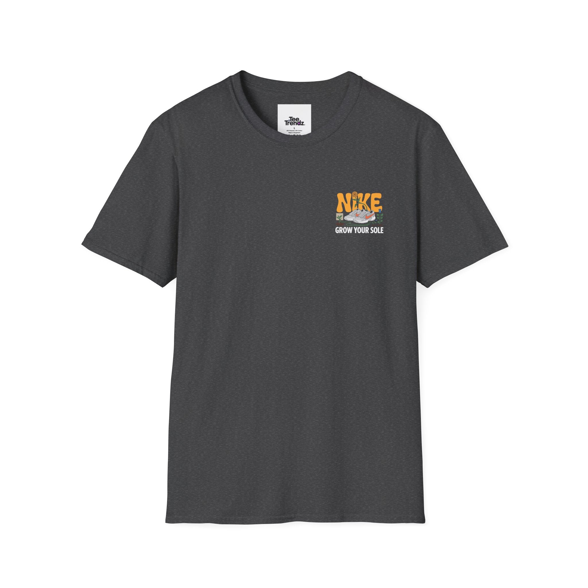 Graphic T‑Shirt — "Grow Your Sole" Retro Sneaker Pocket Design