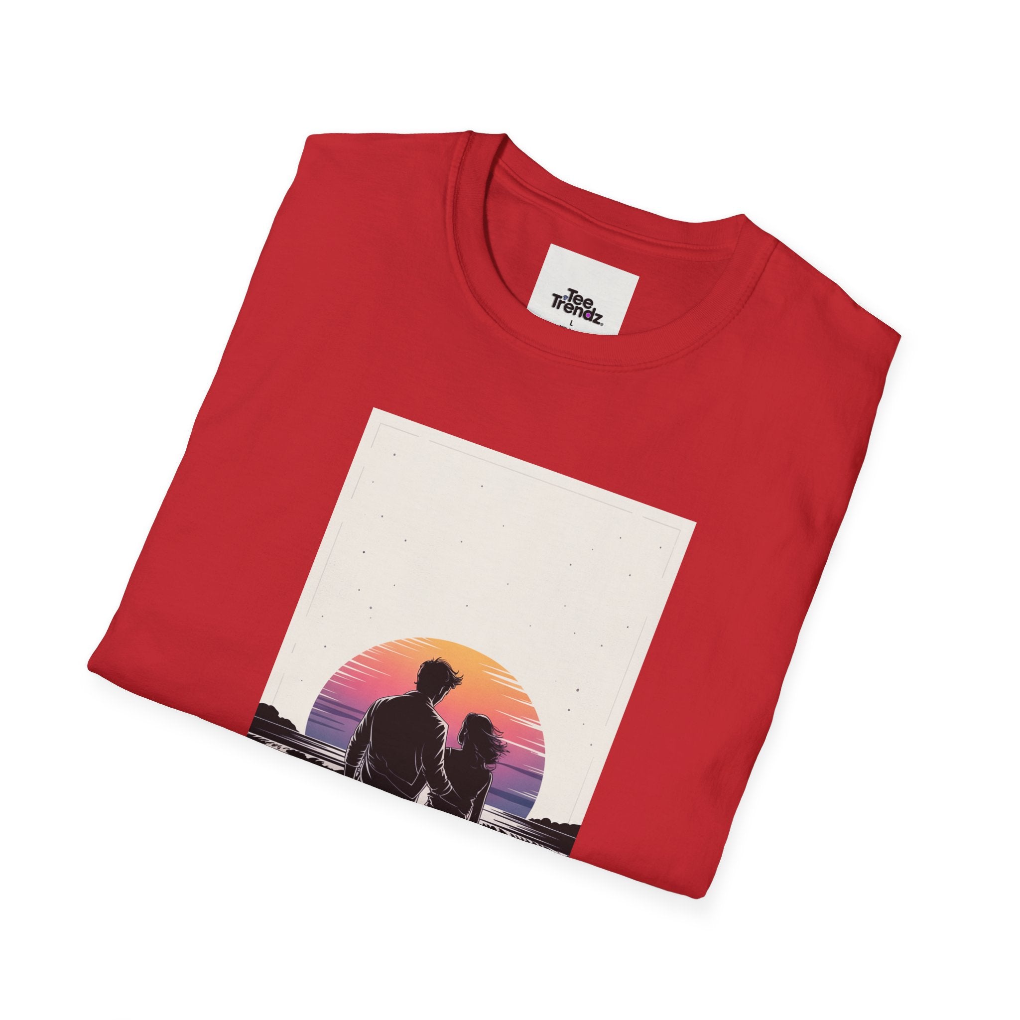 Couple Silhouette Beach T-Shirt — Sunset Romantic Graphic Tee