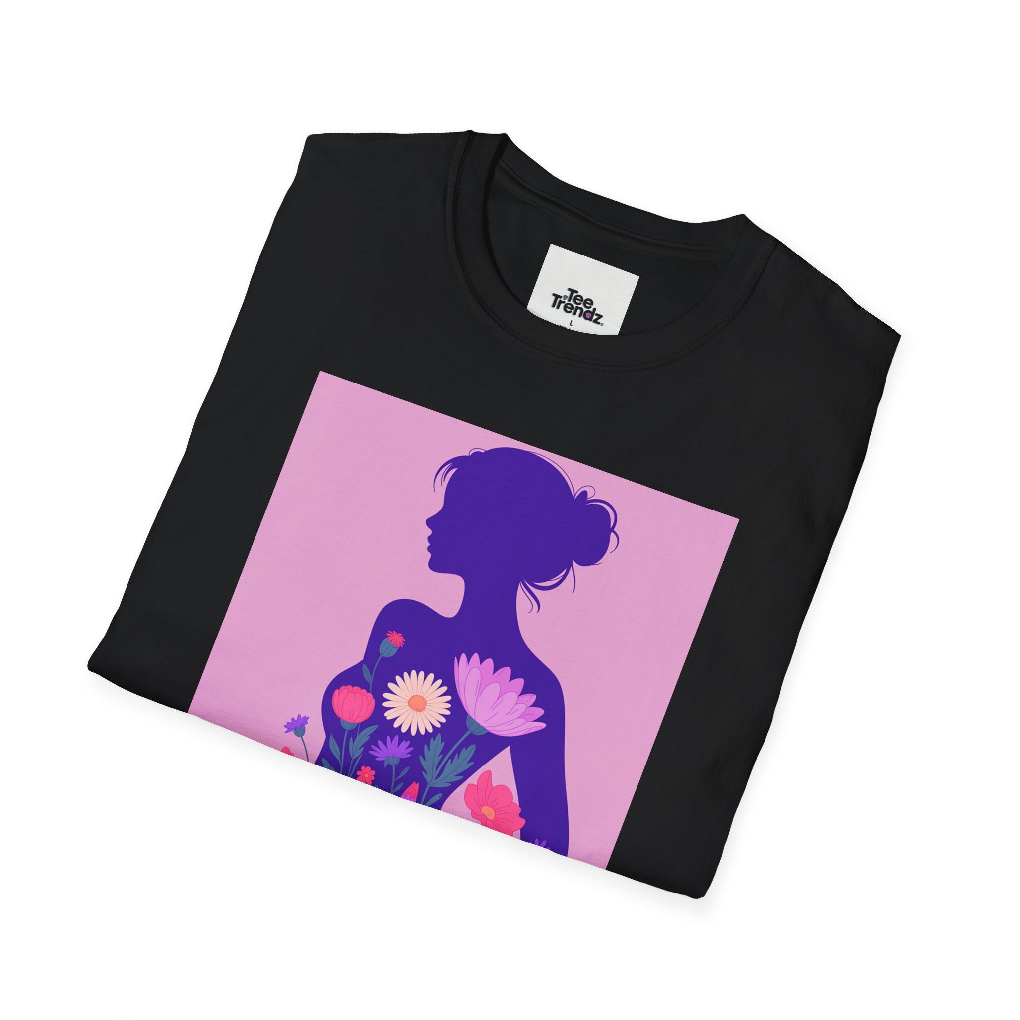 Floral Silhouette T-Shirt — Woman in Bloom Graphic Tee