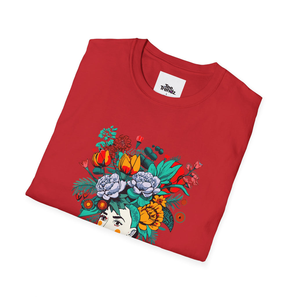 Floral Frida-Inspired Portrait T-Shirt