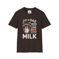 Dad T-Shirt — “Just a Dad Who Always Came Back With the Milk” Vintage Raccoon Design