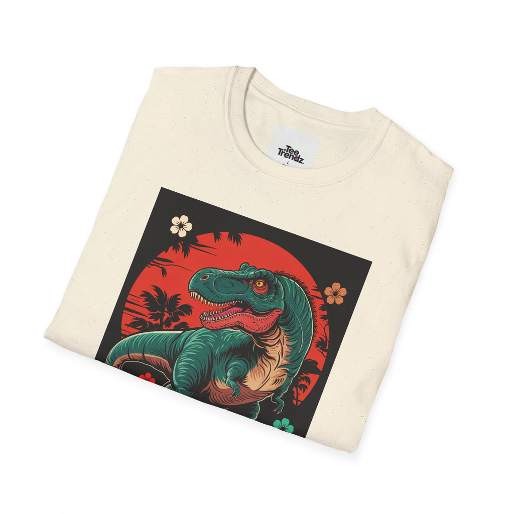 Dinosaur Retro Sunset T-Shirt — Japanese Kanji Dino Graphic