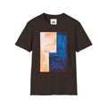 Abstract Color Block T-Shirt — Blue & Peach Modern Art Tee