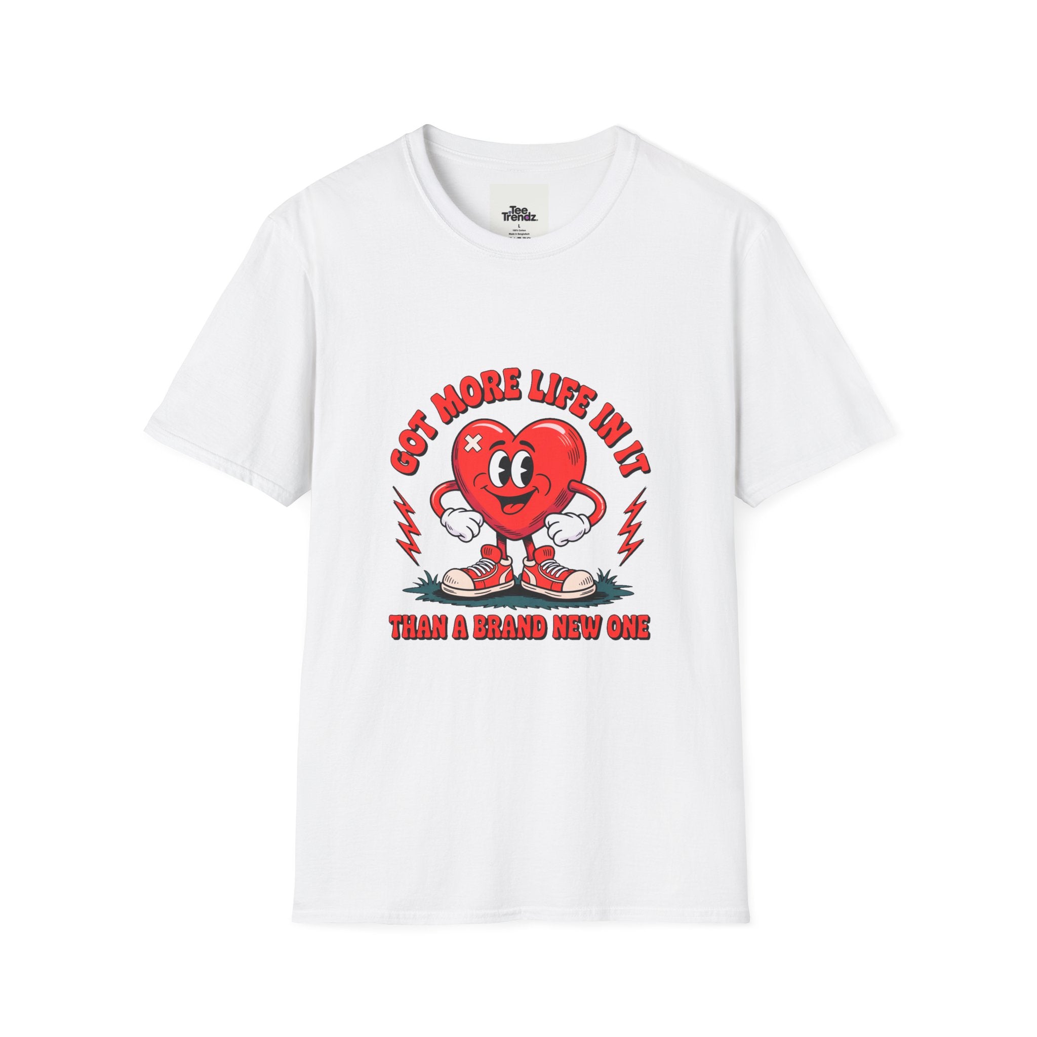 Heart Cartoon T-Shirt — "Got More Life In It Than A Brand New One" Vintage Valentine Tee