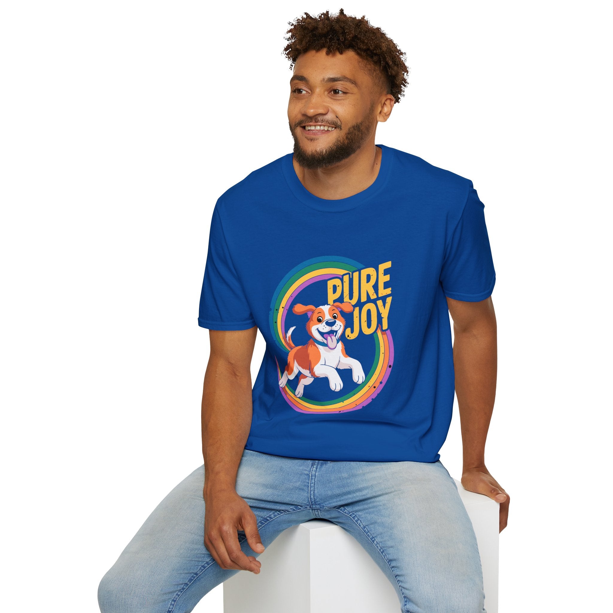 Pure Joy Dog T-Shirt – Playful Beagle Graphic Tee with Rainbow