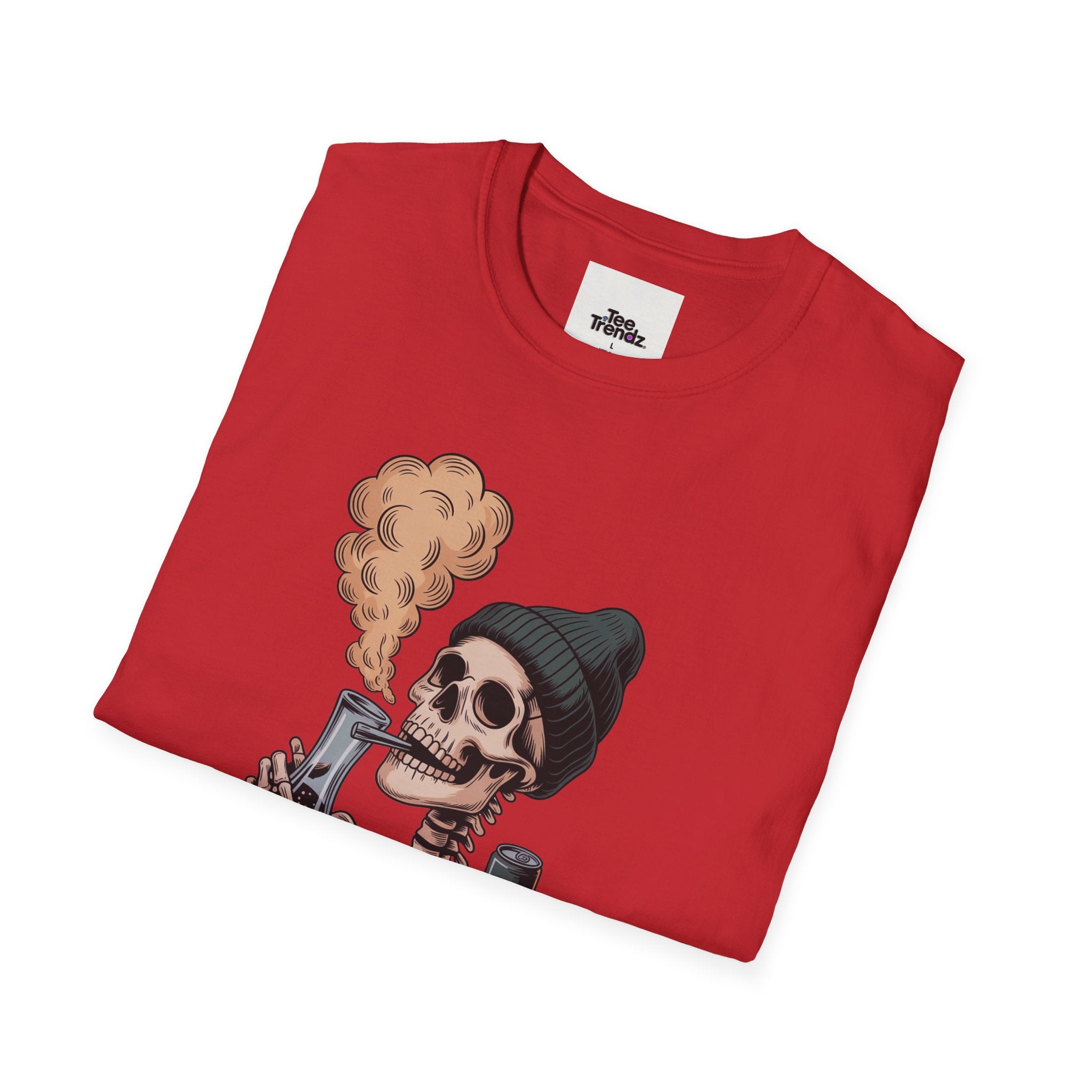 Skull Smoker T‑Shirt — "The Drunker" Vintage Skeleton Graphic Tee