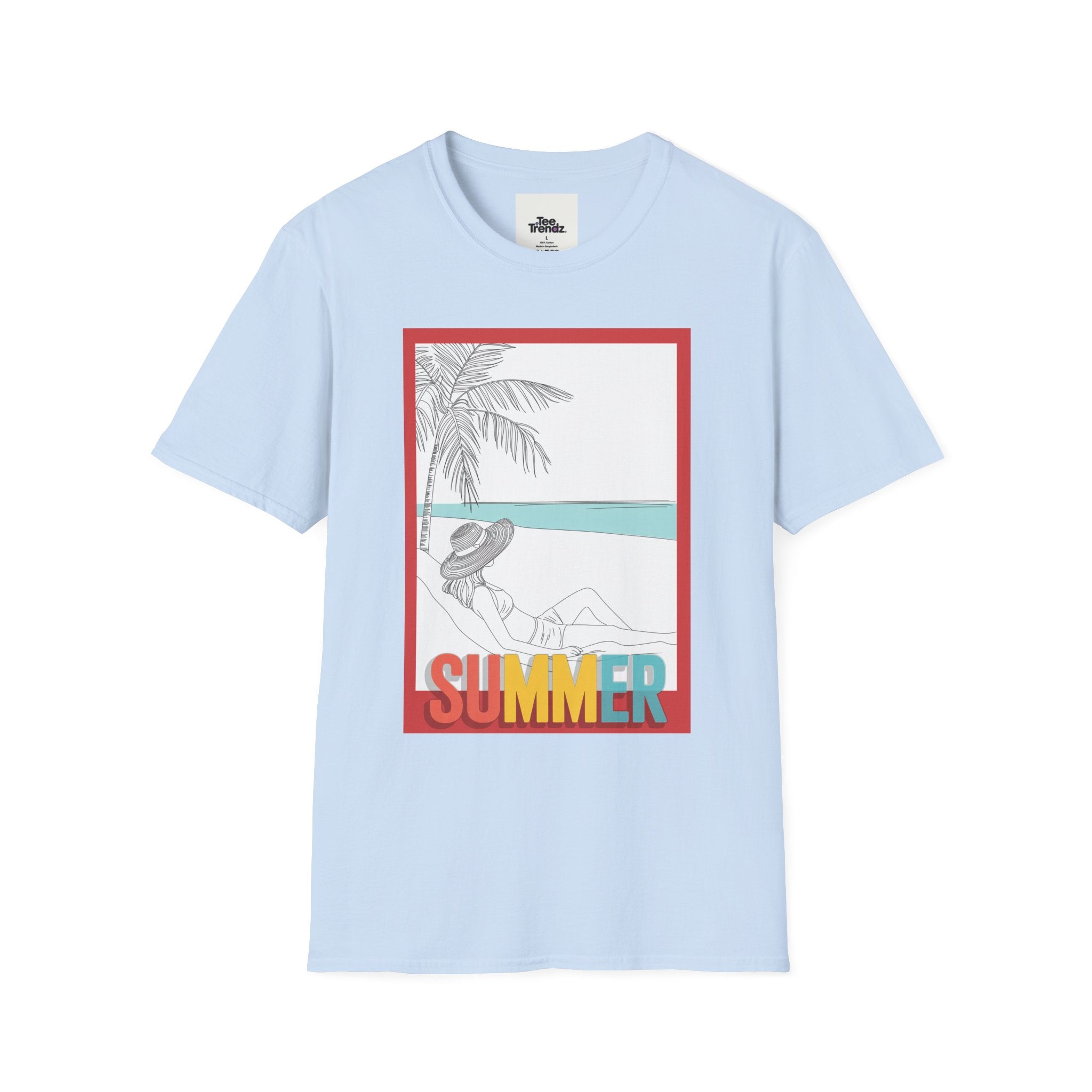 Summer Beach Graphic T-Shirt — 'SUMMER' Retro Palm & Relaxation Design