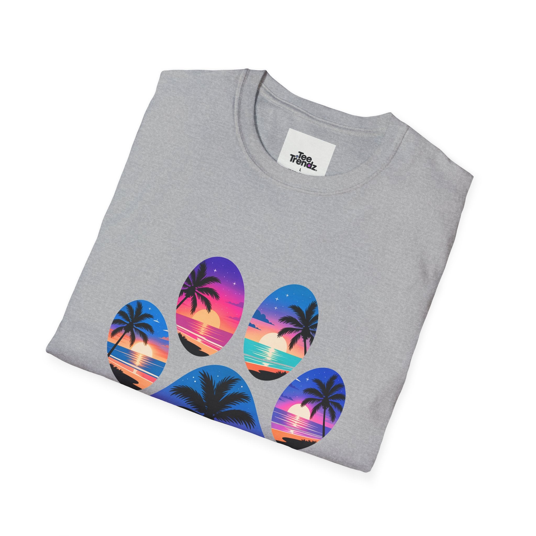 T-Shirt — Tropical Paw Sunset Graphic Tee