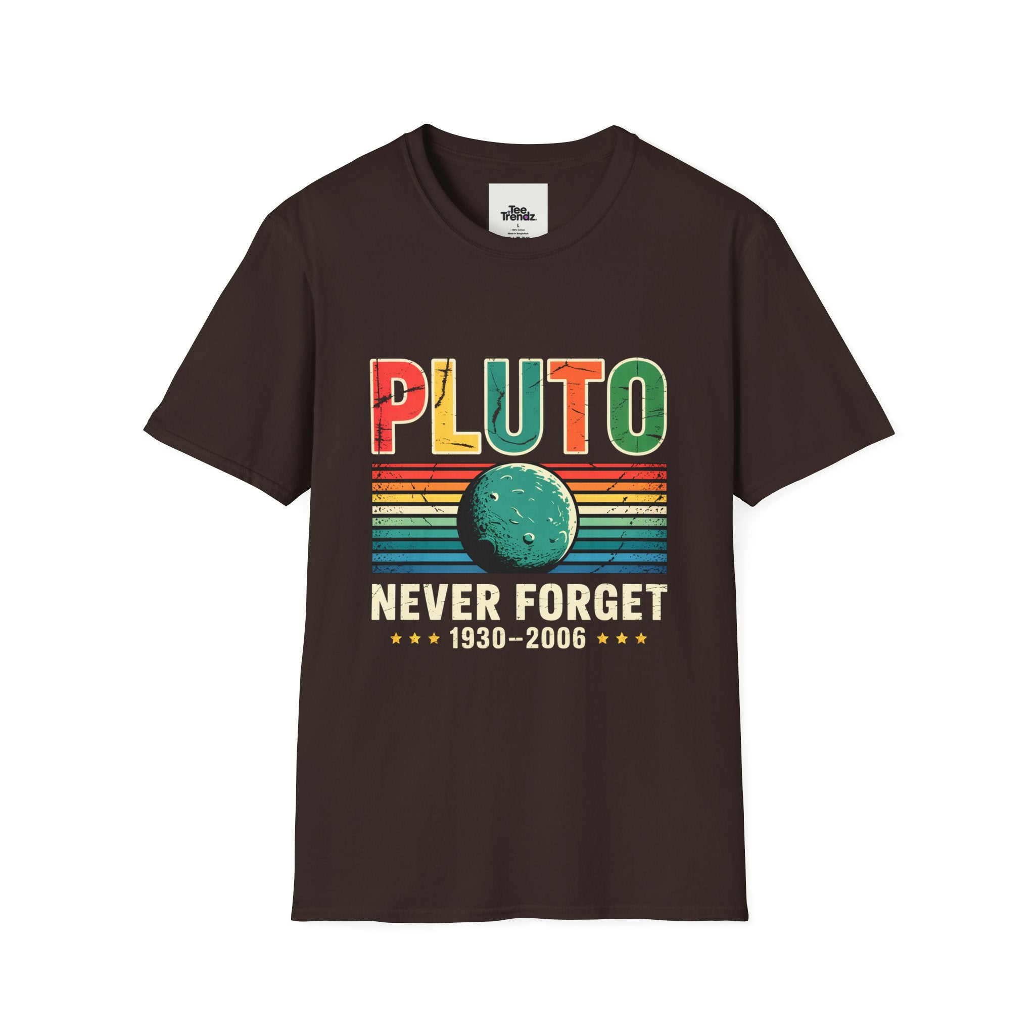 Pluto Never Forget T-Shirt — Retro Memorial Planet Graphic Tee (1930–2006)
