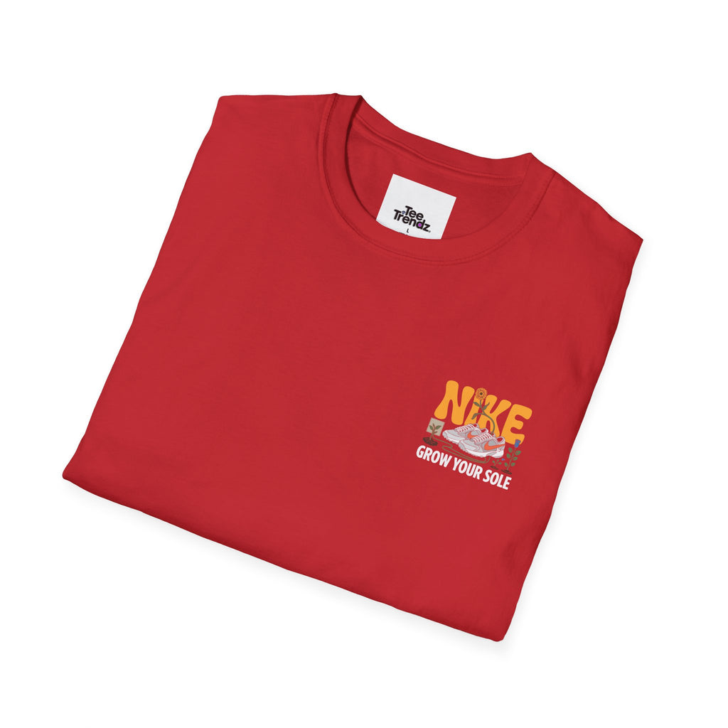 Graphic T‑Shirt — "Grow Your Sole" Retro Sneaker Pocket Design