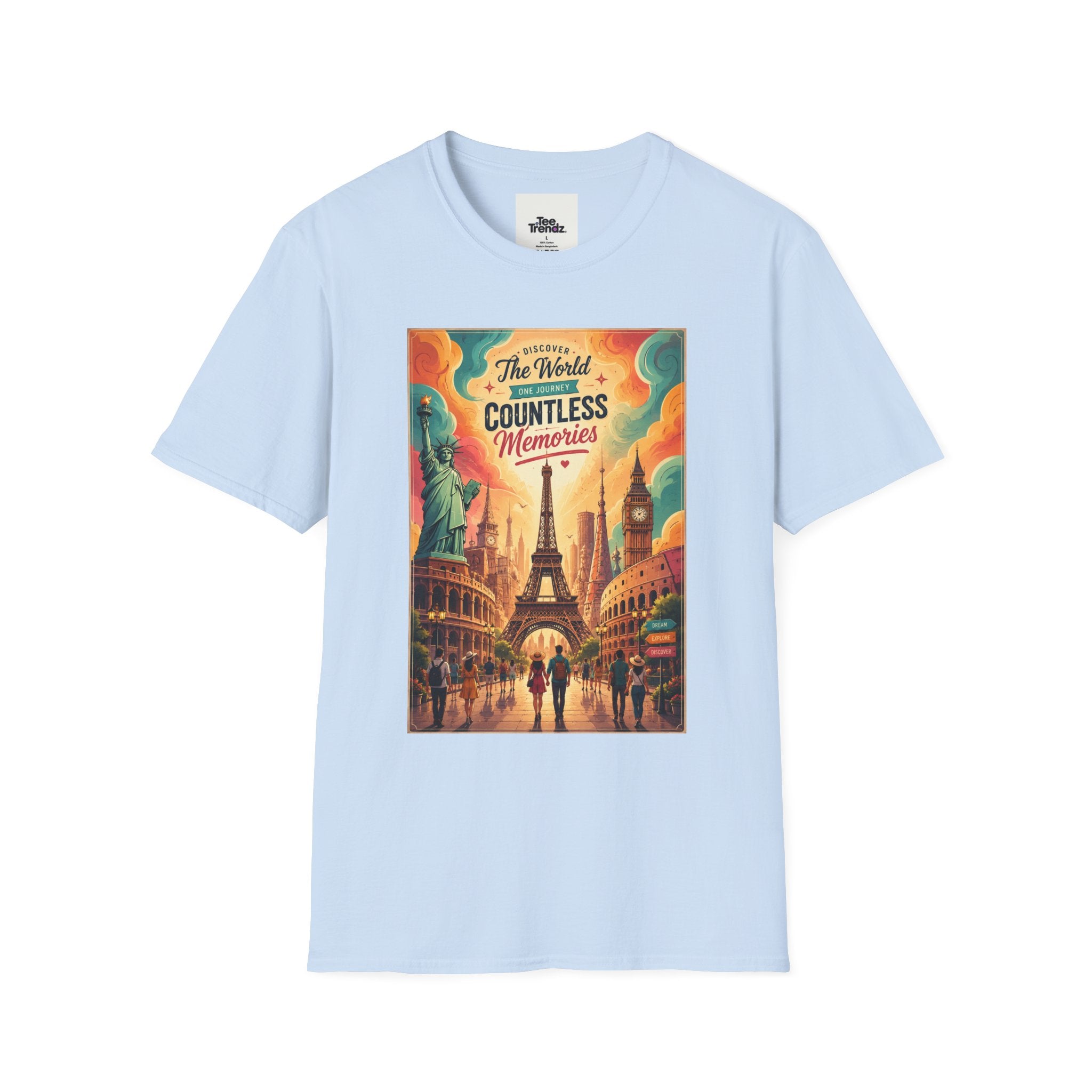 Travel Poster T-Shirt — 'The World, Countless Memories' Vintage Eiffel Tower Tee