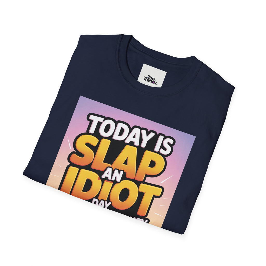 Funny Graphic T-Shirt – "Today Is Slap An Idiot Day" Cartoon Duck Tee