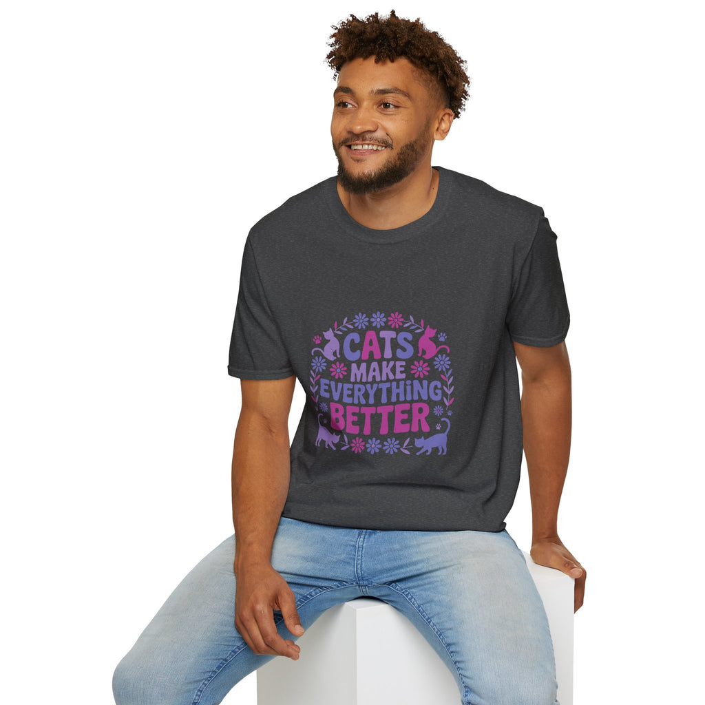 Cats Make Everything Better T-Shirt — Cute Purple Cat Lover Tee