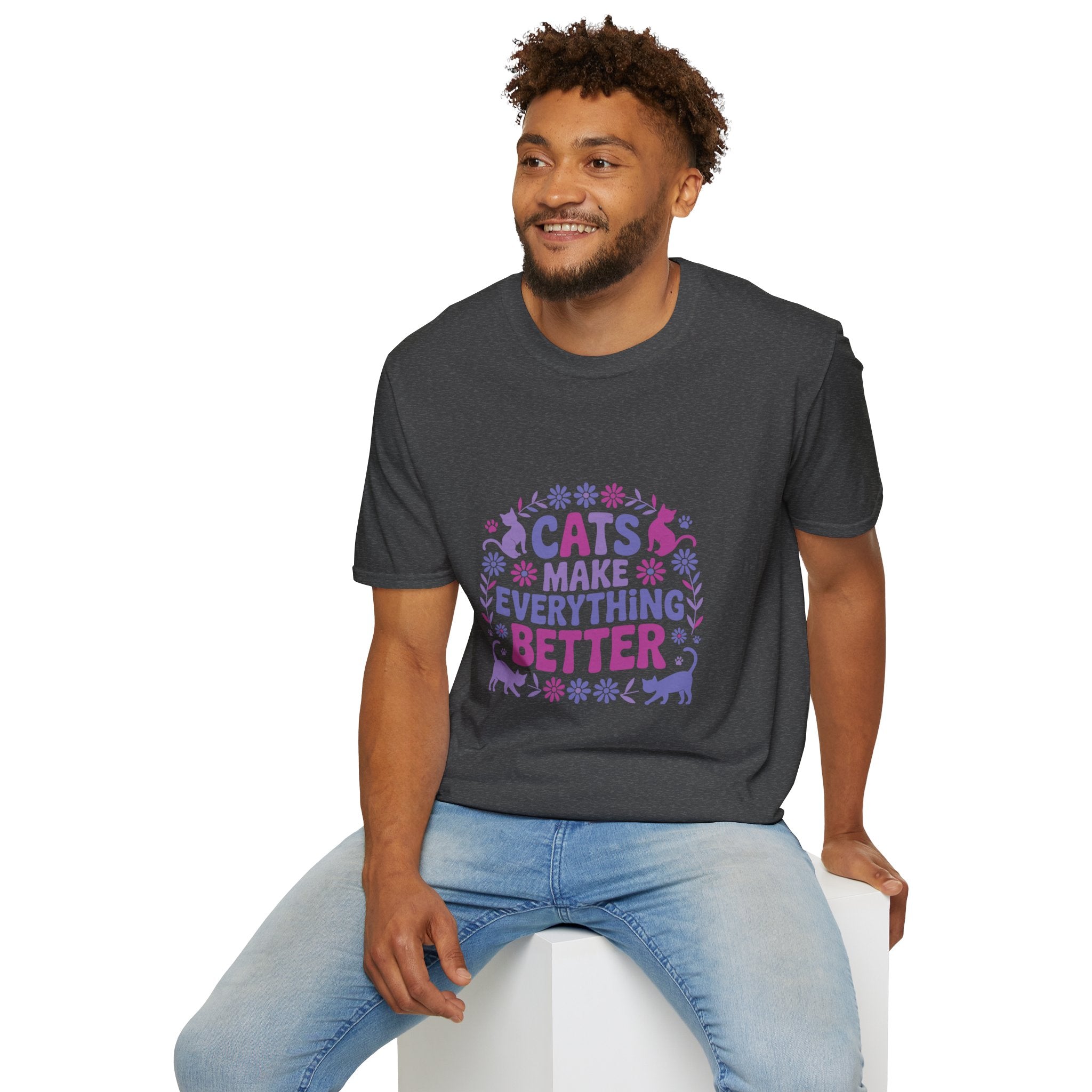 Cats Make Everything Better T-Shirt — Cute Purple Cat Lover Tee