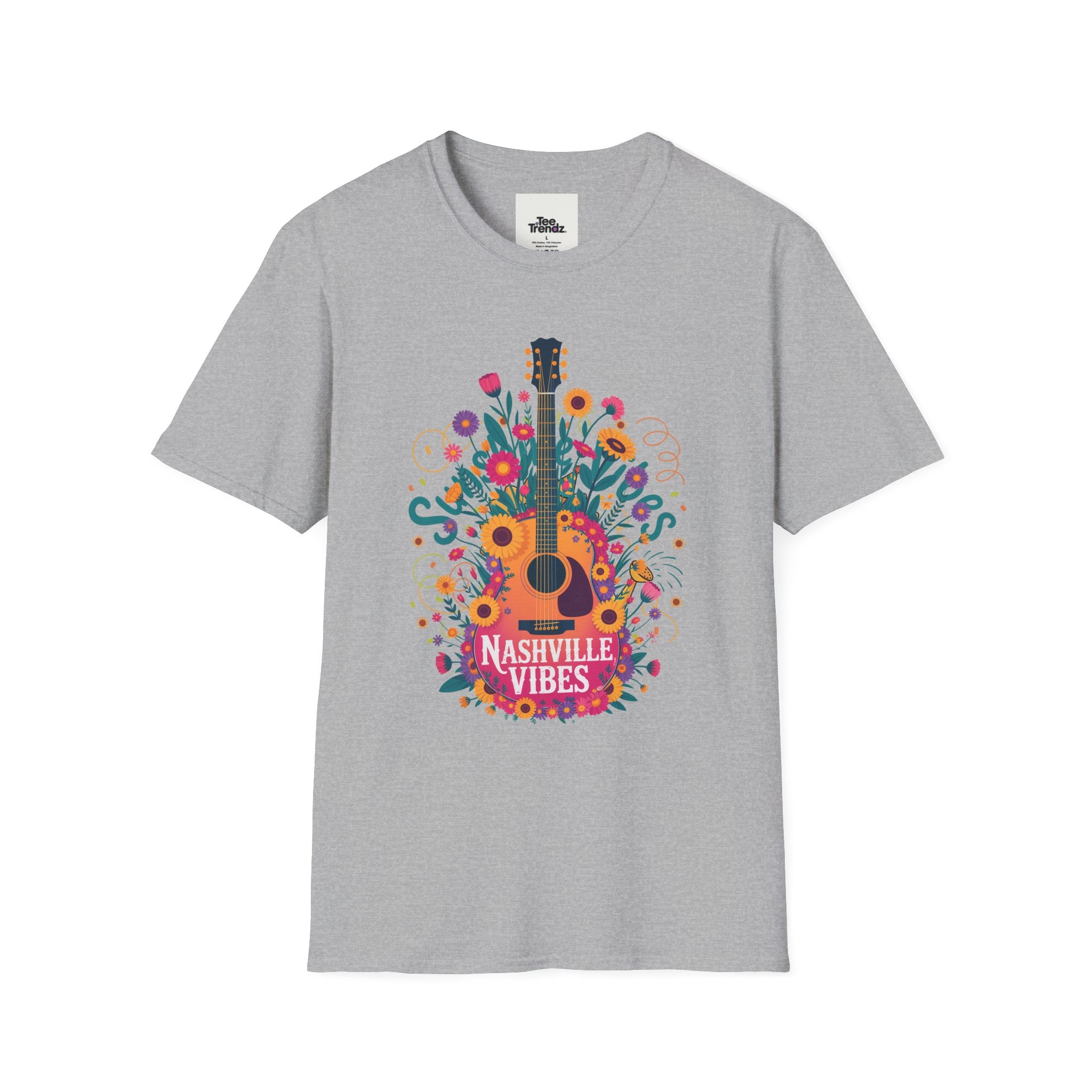 Nashville Vibes Guitar T-Shirt – Floral Music Festival Tee