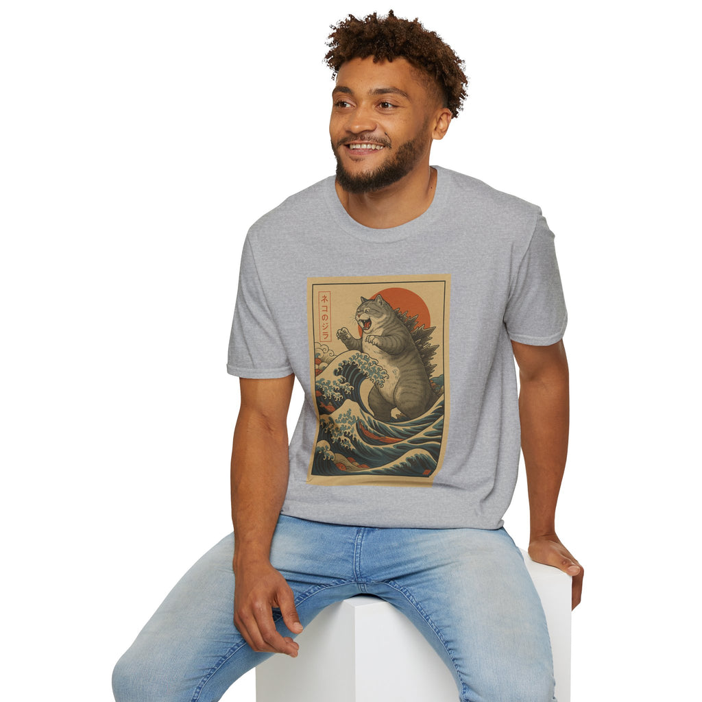 Katana Wave Cat T-Shirt — Vintage Japanese Wave Art Tee