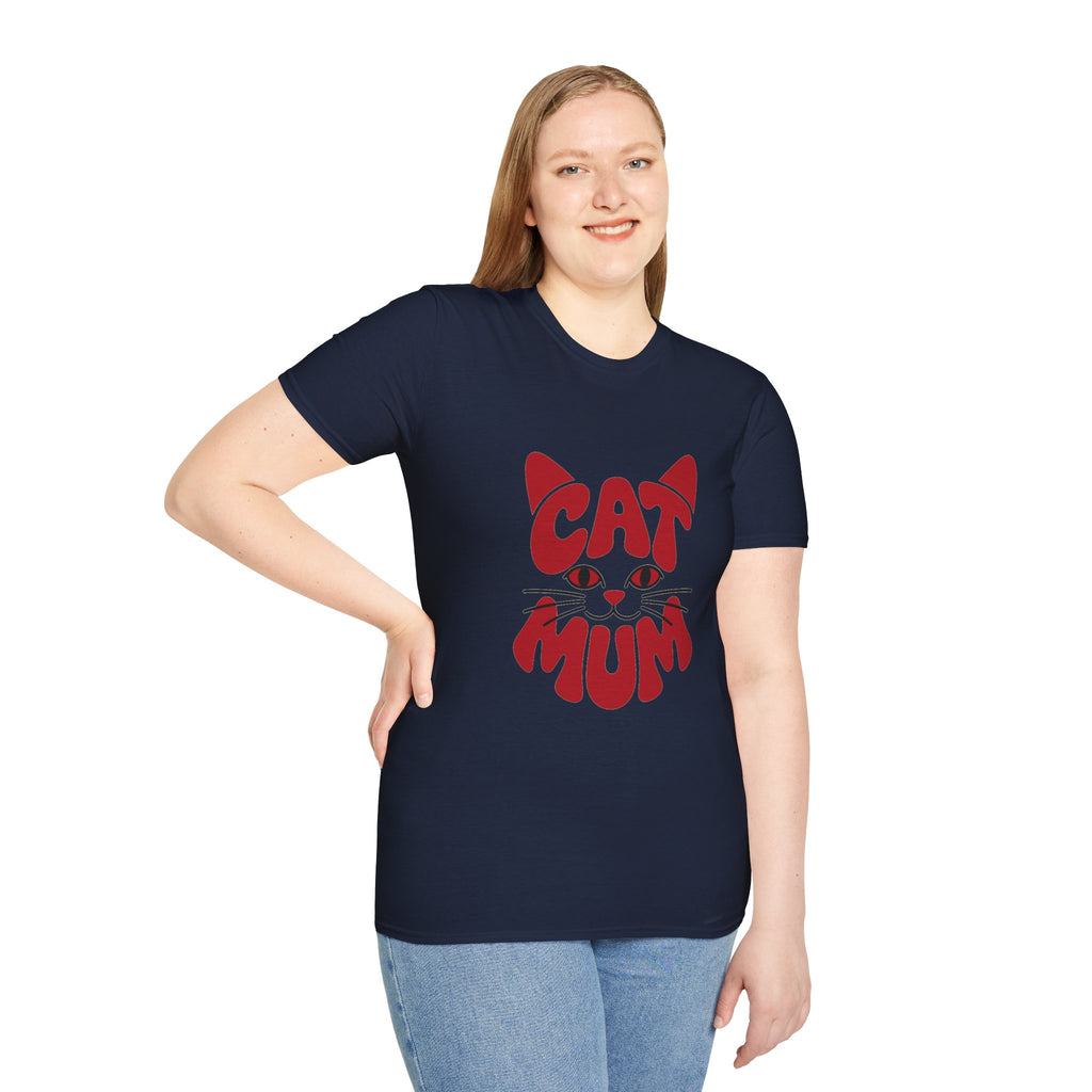 Cat Mum T-Shirt — Cute Purple Cat Face Tee for Cat Moms, Mother’s Day Gift