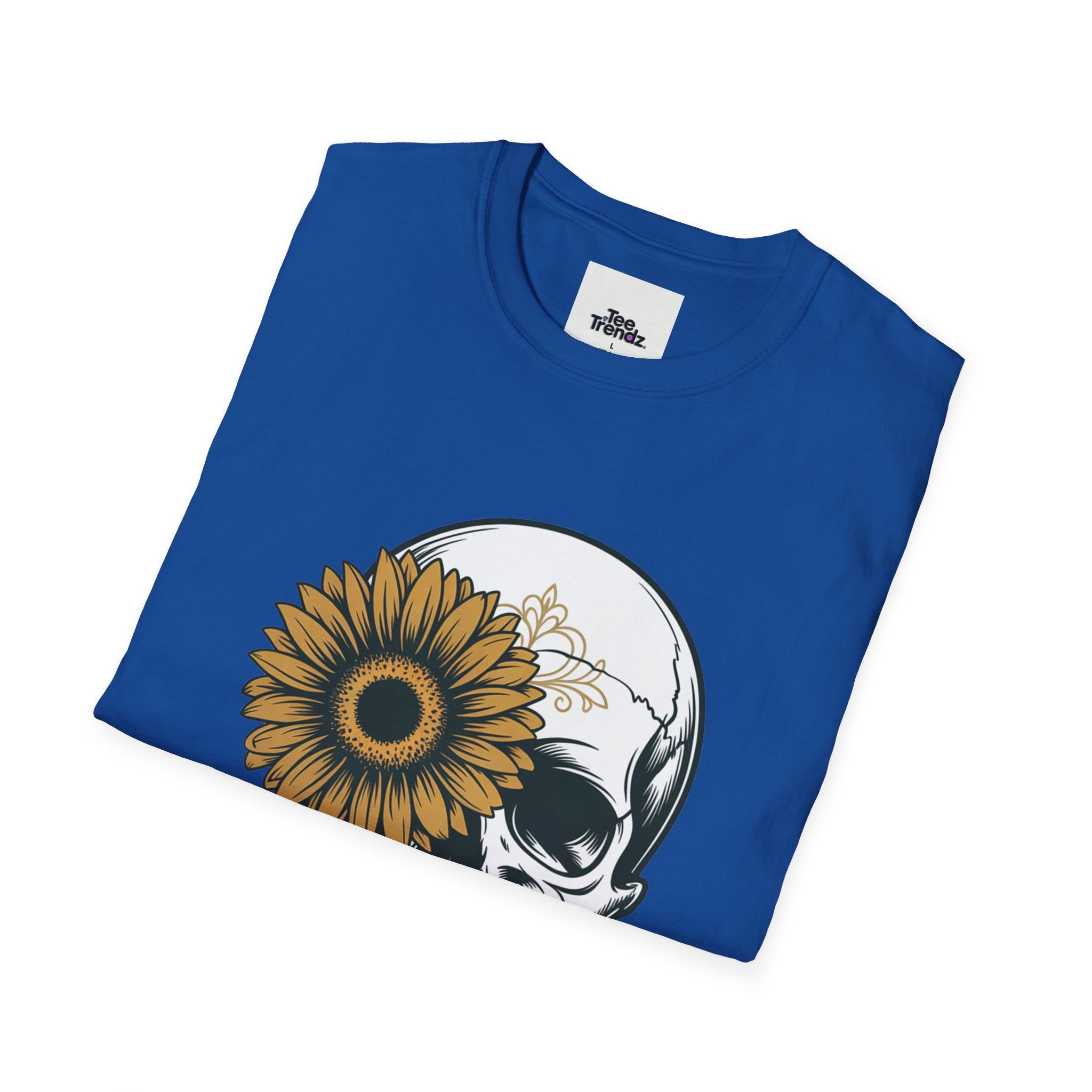 Skull with Sunflower Graphic T-Shirt