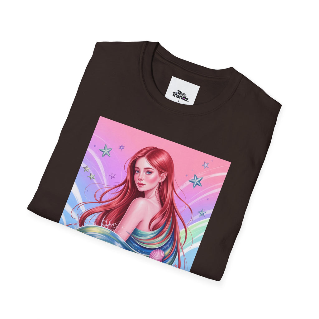Mermaid Fantasy T-Shirt — Pastel Cosmic Sea Girl Graphic Tee