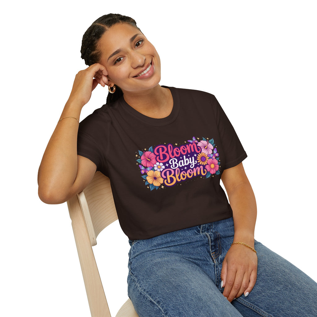 Bloom Baby Bloom Floral T-Shirt — Cute Spring Garden Tee for New Moms & Moms-to-Be