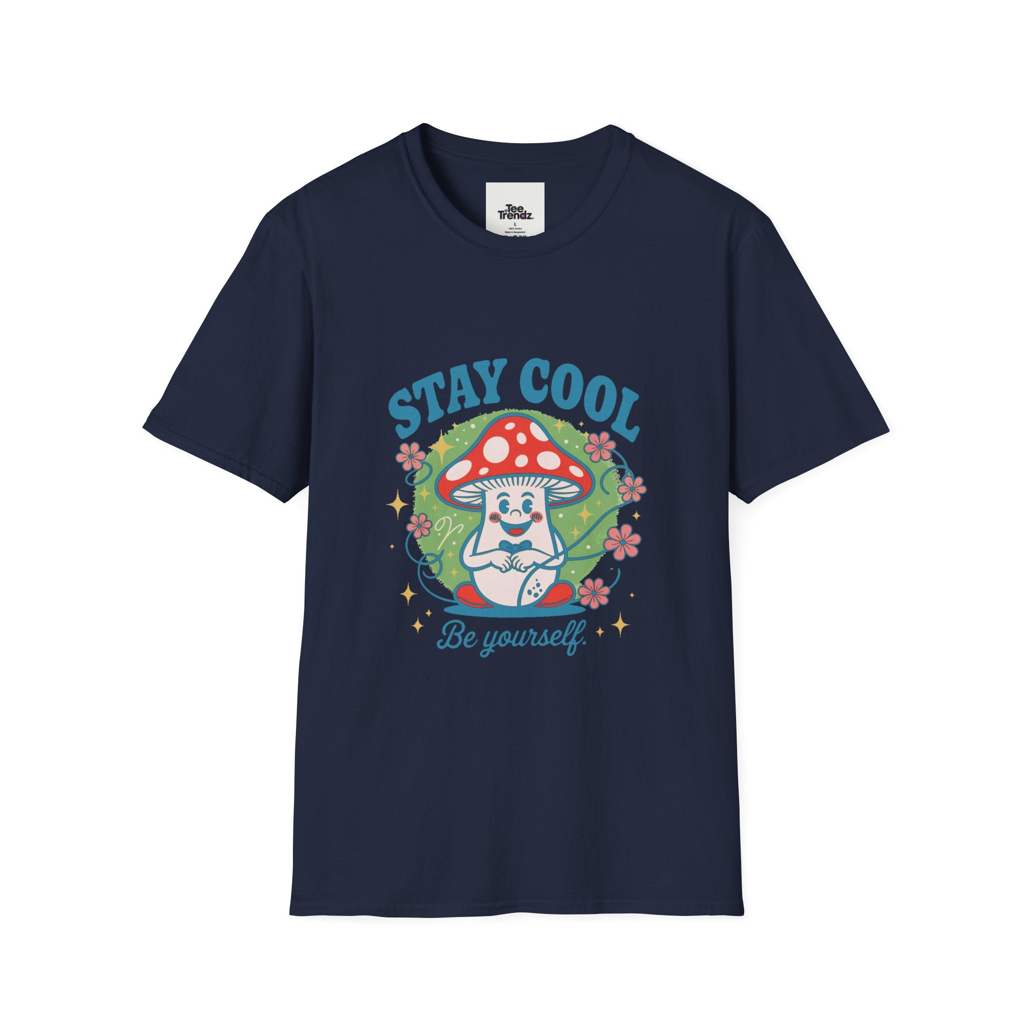 Stay Cool Mushroom T-Shirt — 'Be Yourself' Retro Cute Graphic Tee