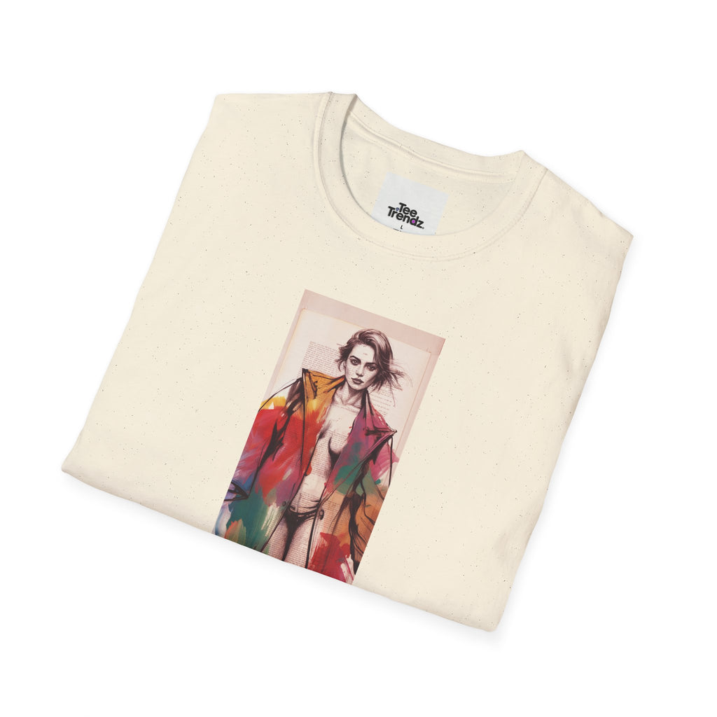 Fashion Illustration Tee — Colorful Watercolor Model Graphic T-Shirt