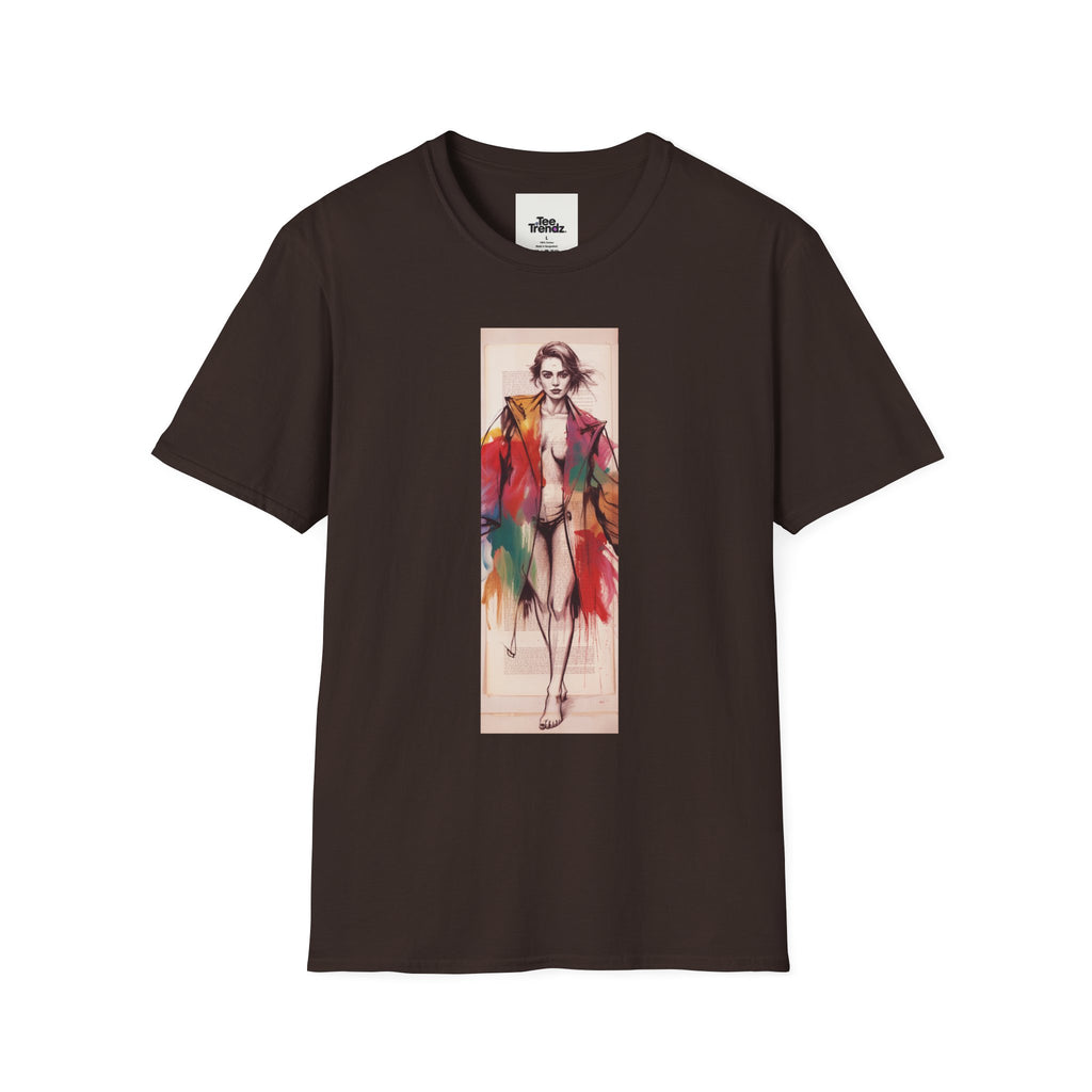 Fashion Illustration Tee — Colorful Watercolor Model Graphic T-Shirt