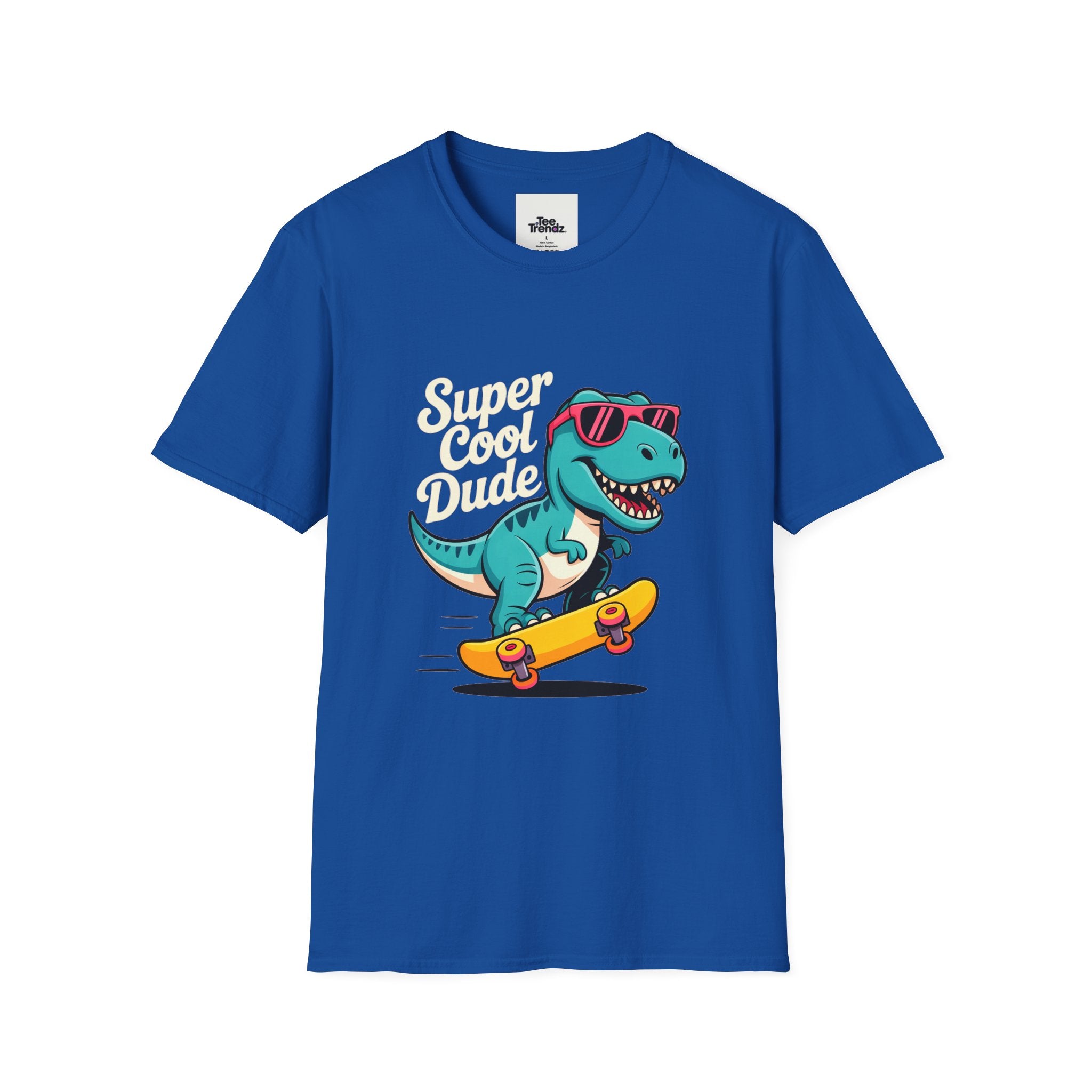 Kids Skateboard T‑Shirt — "Super Cool Dude" Dino Graphic Tee