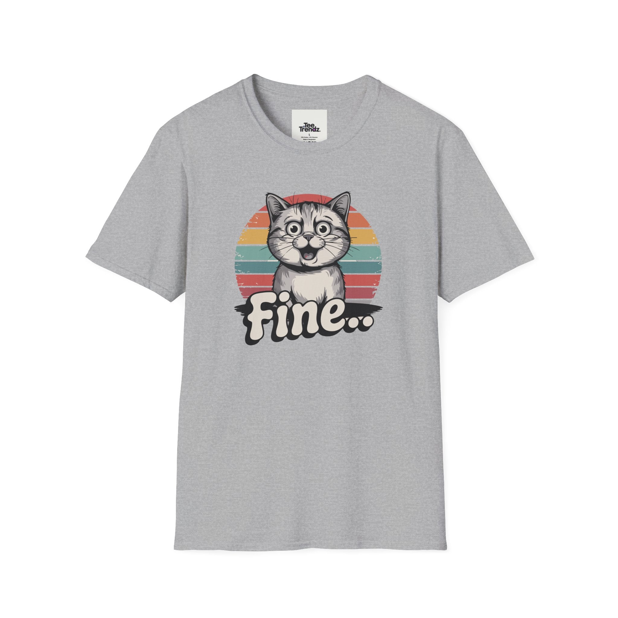Fine… Cat T-Shirt — Retro Striped Cute Kitty Graphic Tee